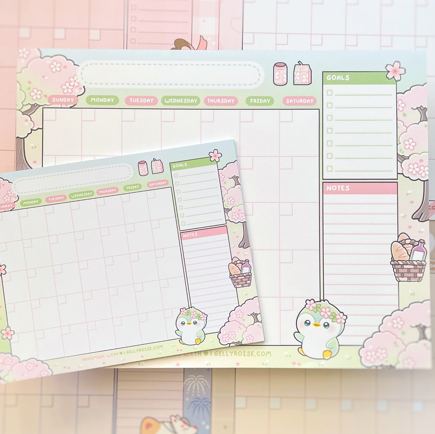 Spring Picnic Penguin Desk Calendar