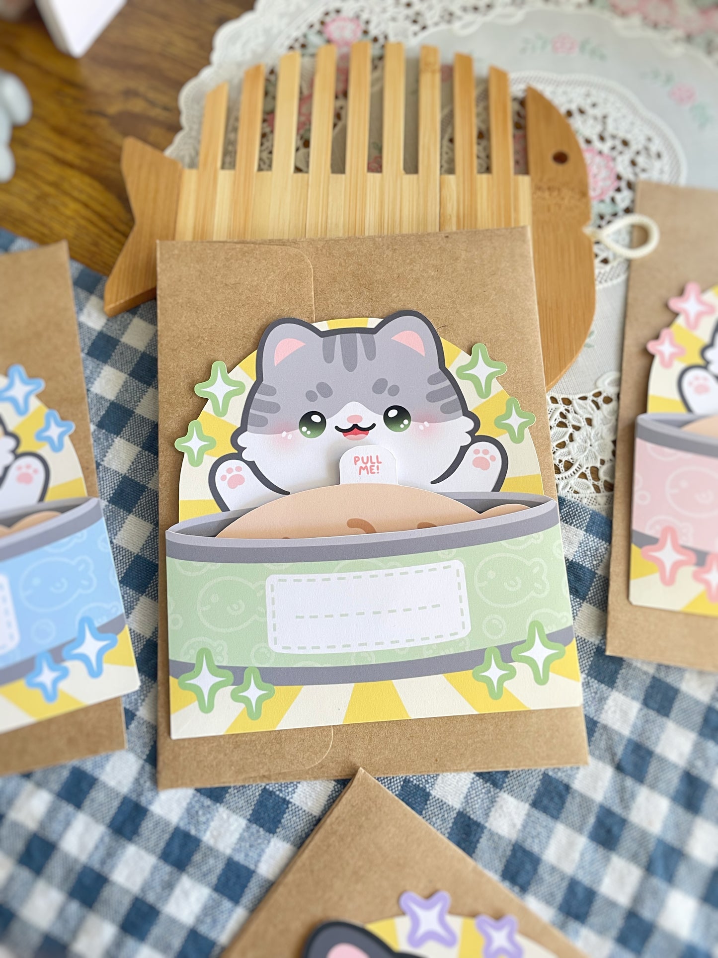 NEW Cat with Canned Taiyaki Fish Greeting Card