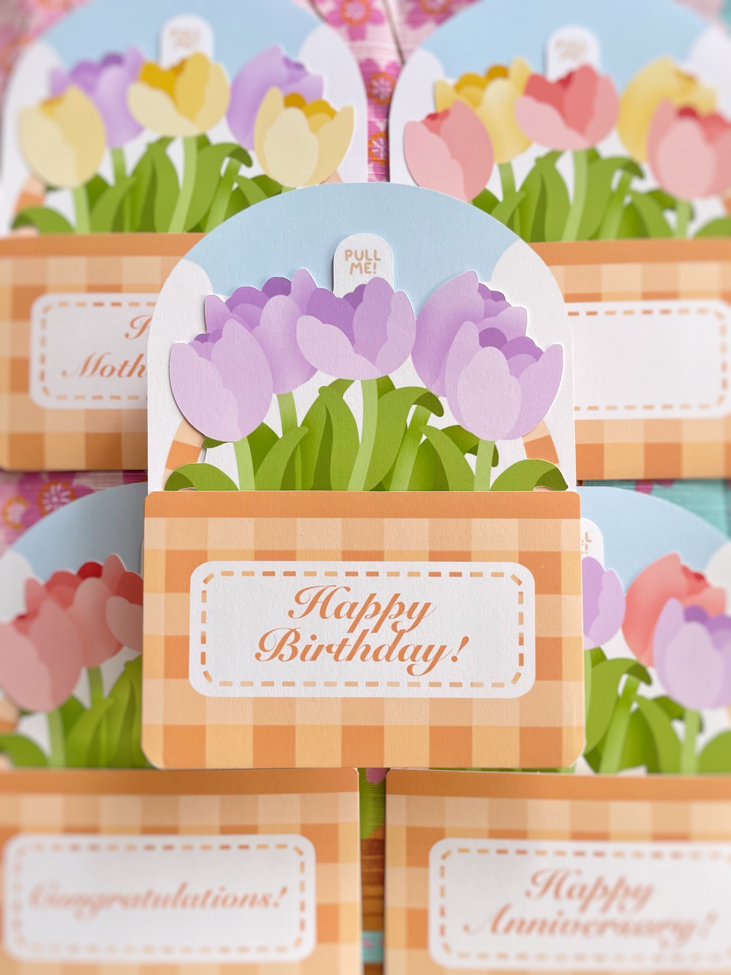 NEW Tulips Flower Basket Greeting Card