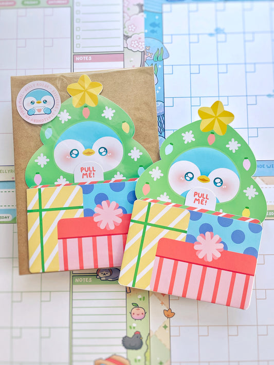 Christmas Tree Penguin Greeting Card