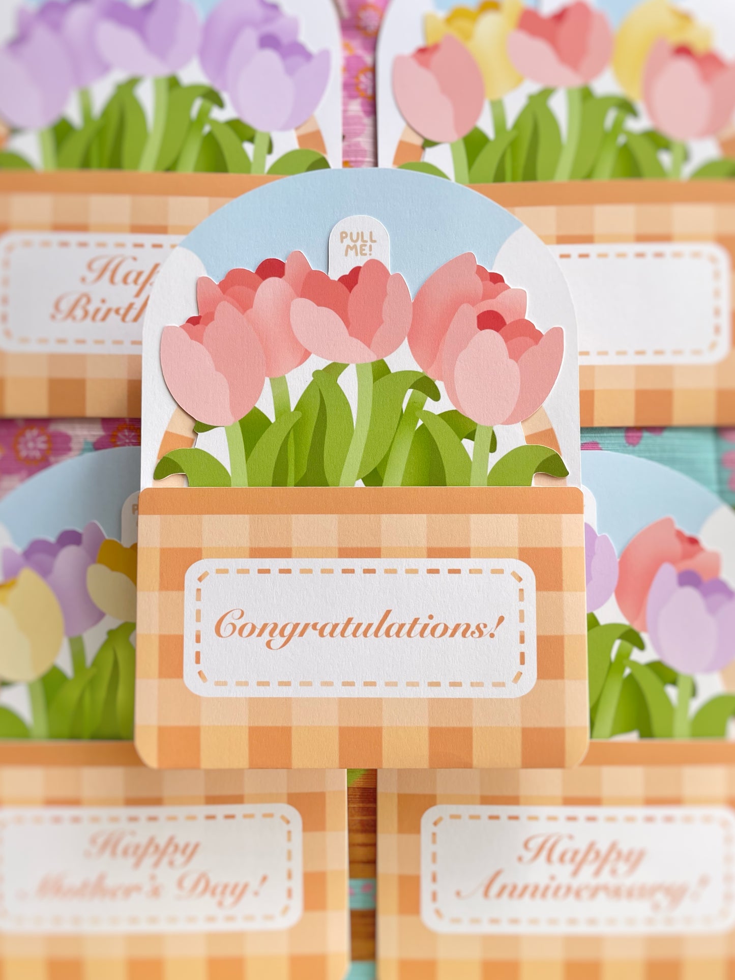 NEW Tulips Flower Basket Greeting Card