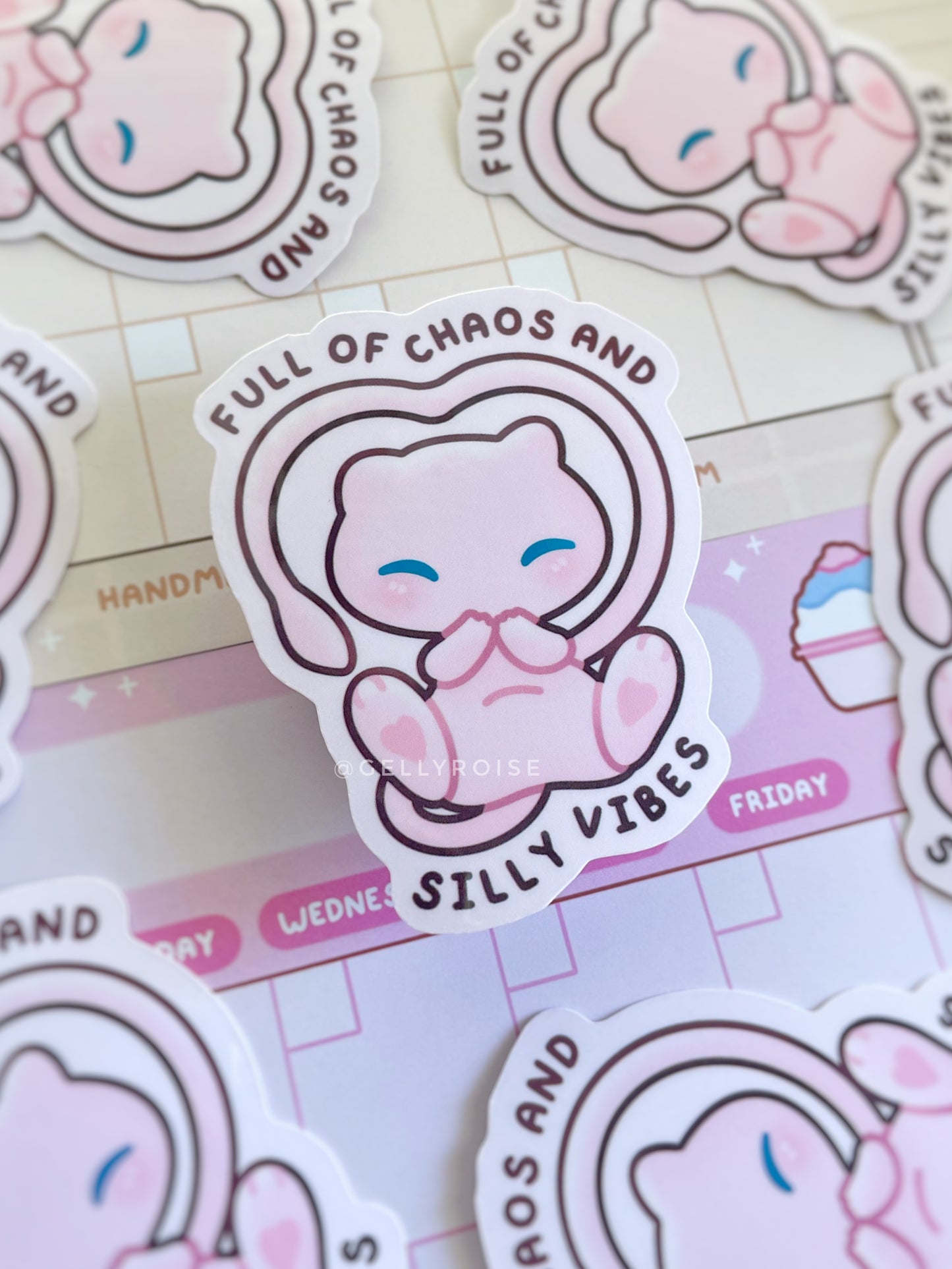 Mythical Pink Cat Waterproof Sticker