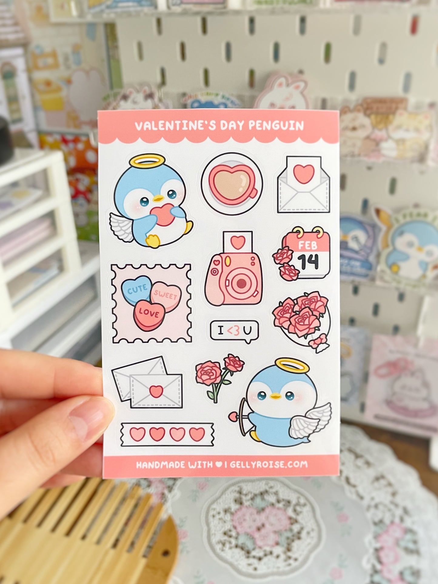 NEW Valentines Day Penguin Sticker Sheet