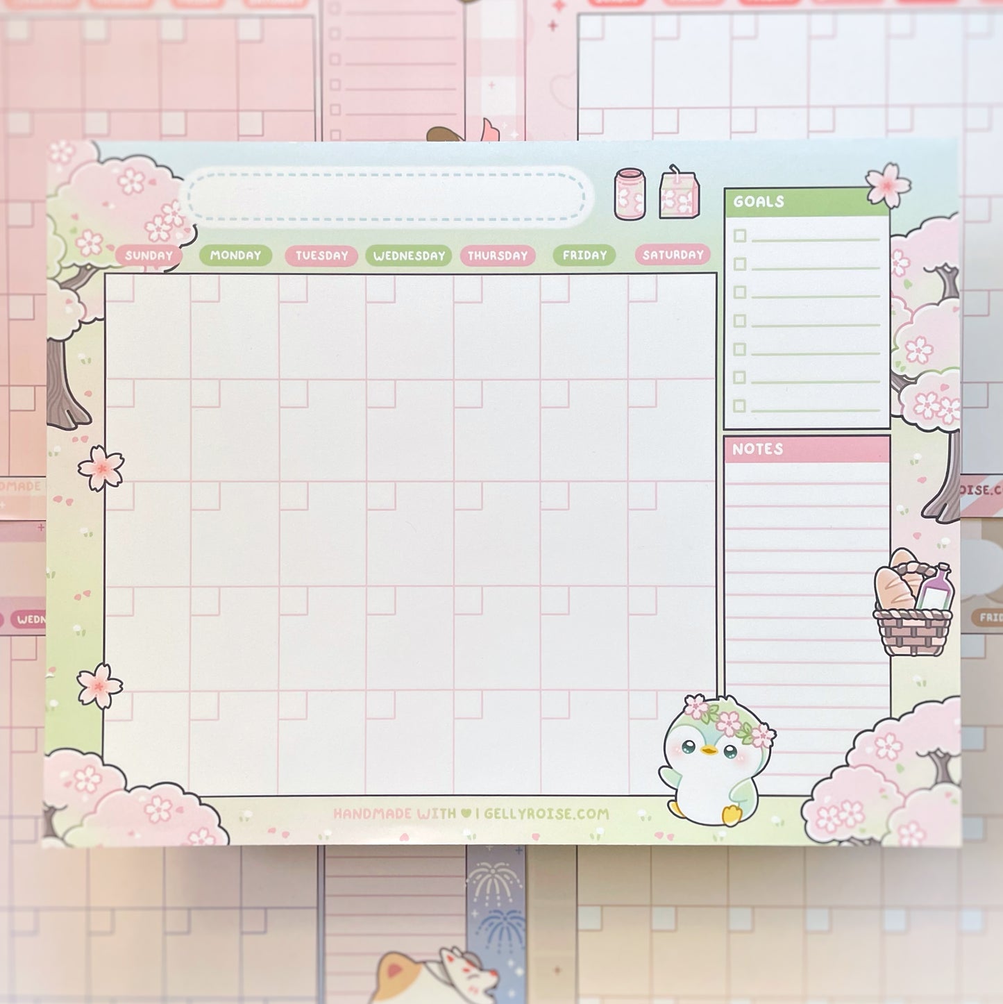 Spring Picnic Penguin Desk Calendar