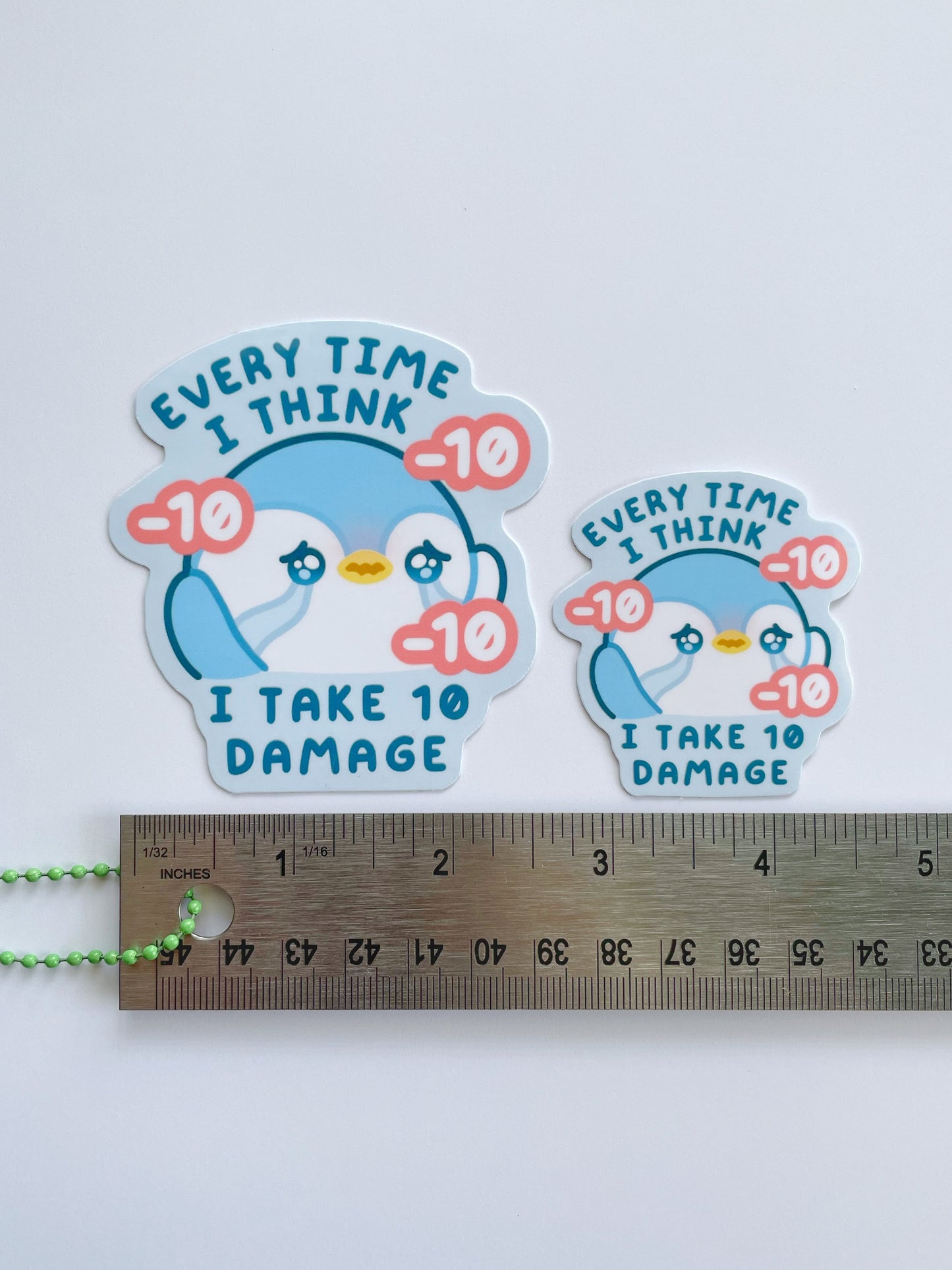"Everytime I think, I take 10 Damage" Waterproof Sticker