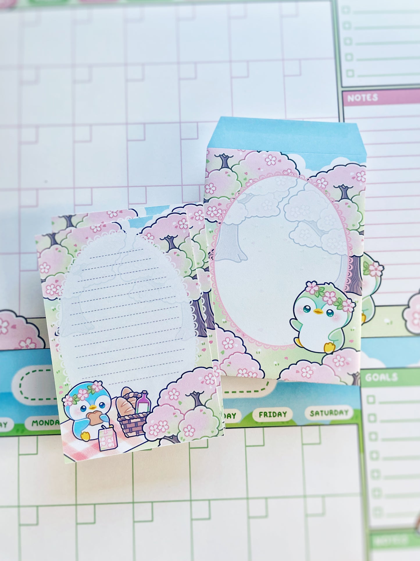 Spring Time Penguin Paper & Envelope Sets