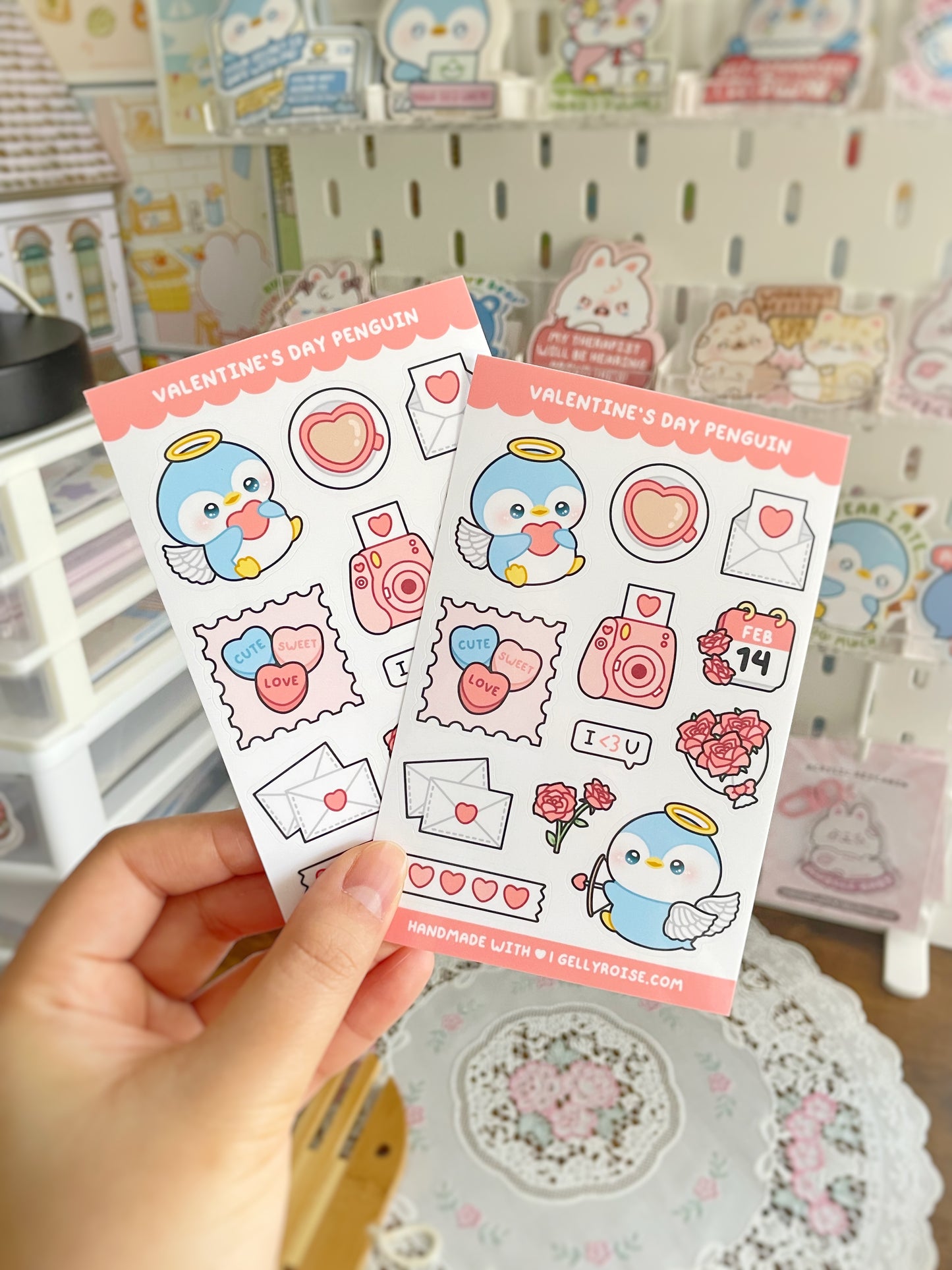 NEW Valentines Day Penguin Sticker Sheet