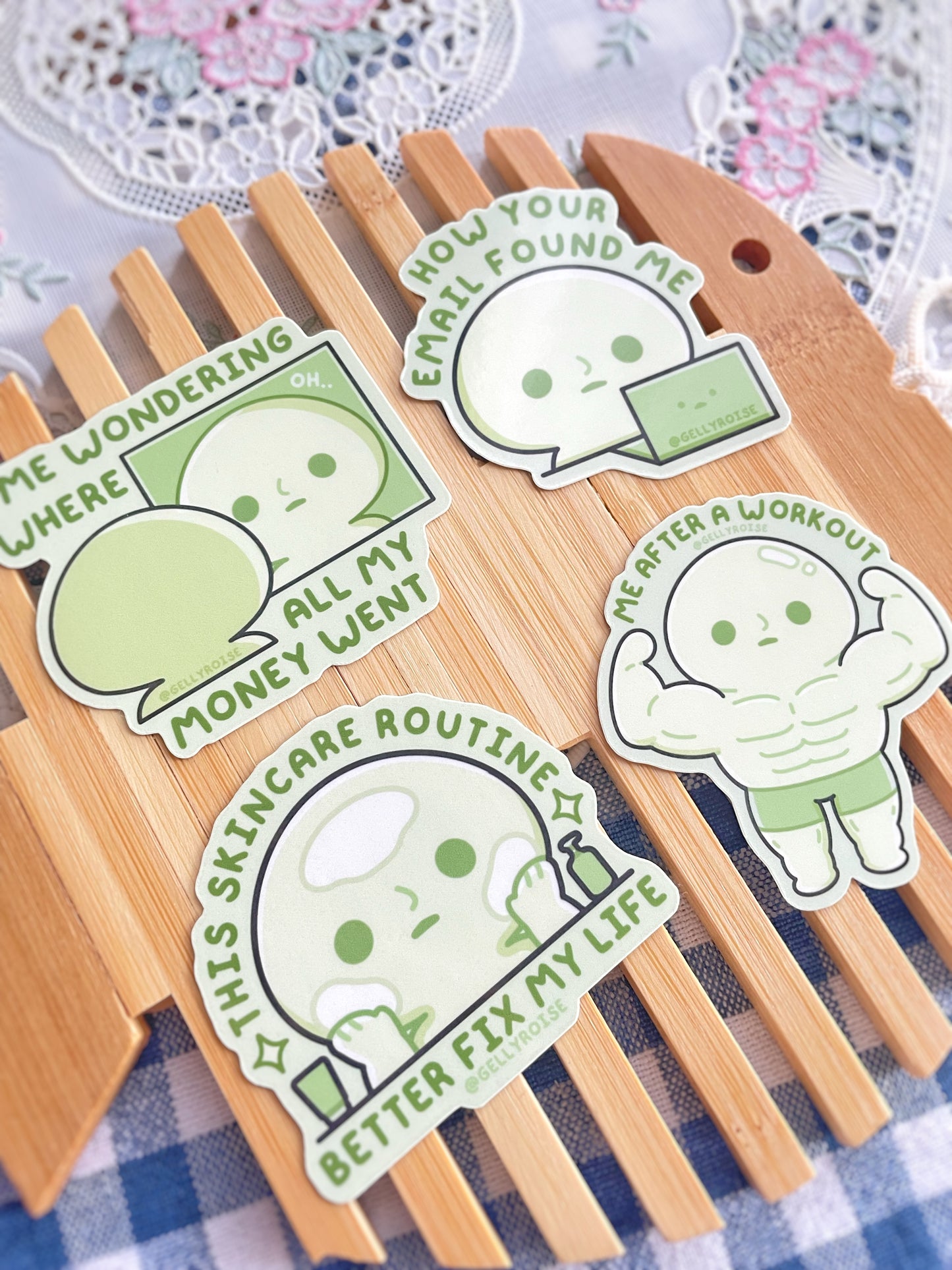 NEW Silly Green Guy Waterproof Stickers