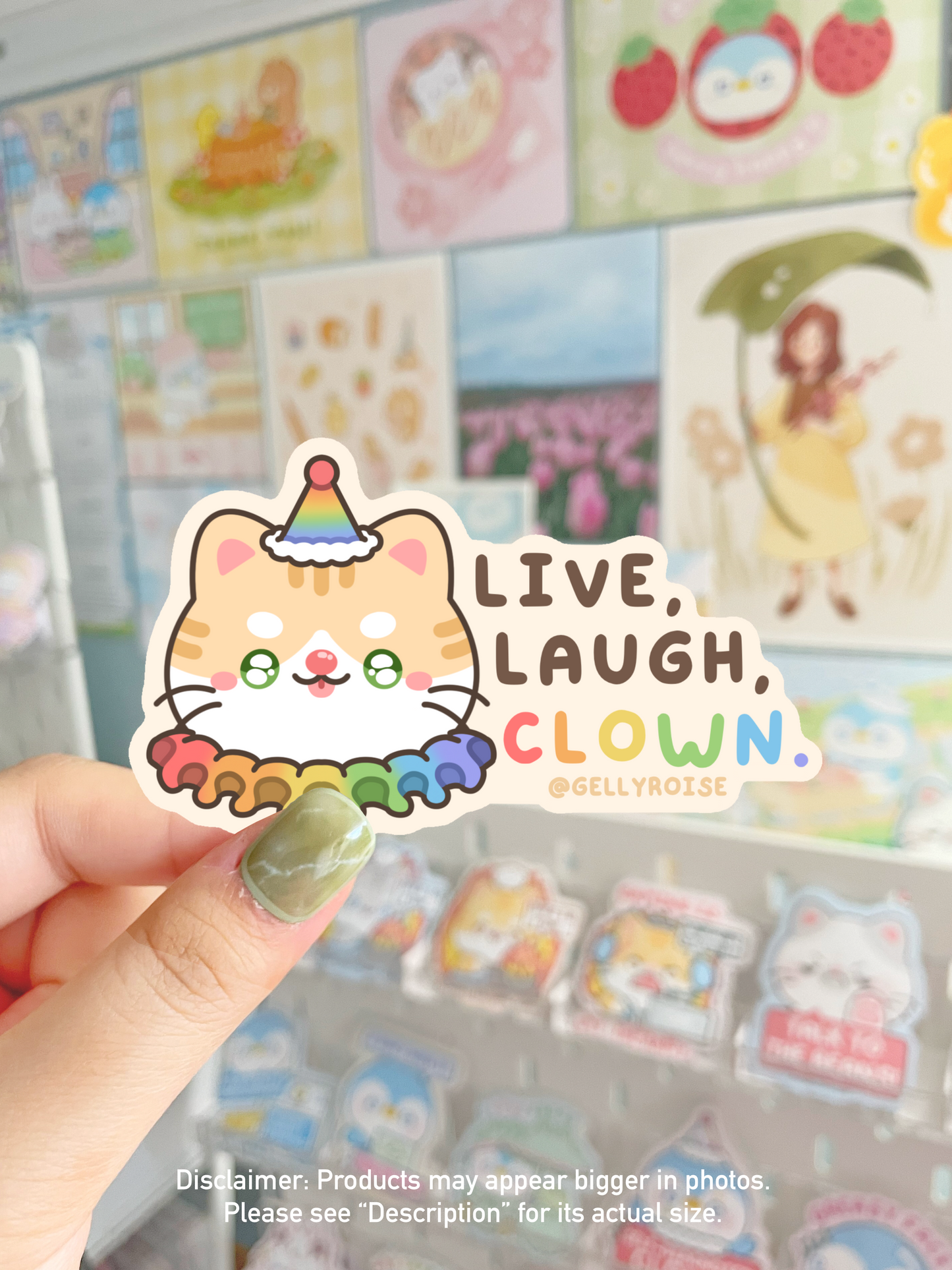 NEW Live Laugh Love Clown Cat Waterproof Sticker