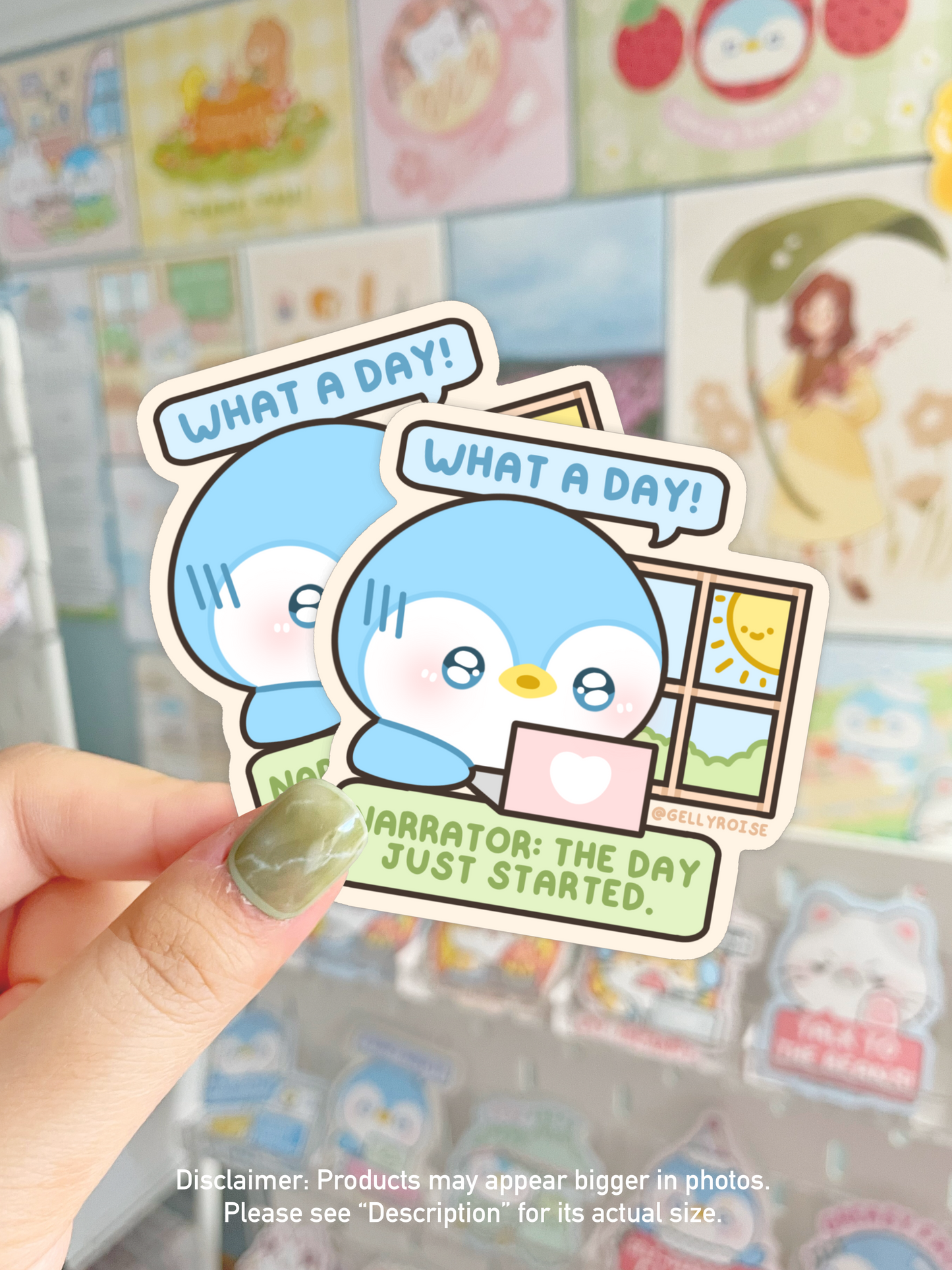 NEW What A Day Tired Penguin Waterproof Sticker