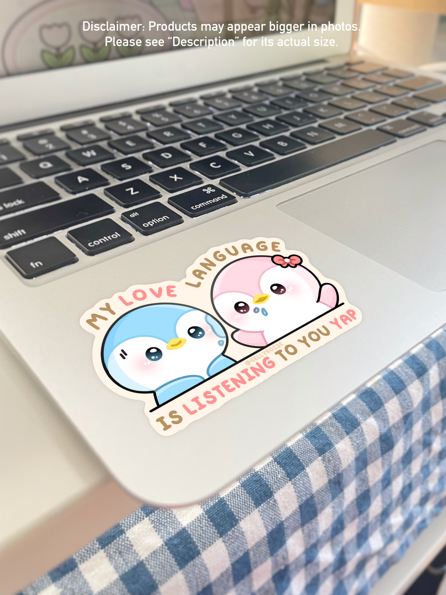 NEW "My Love Language is Listening to You Yap" Penguin Couple Waterproof Sticker