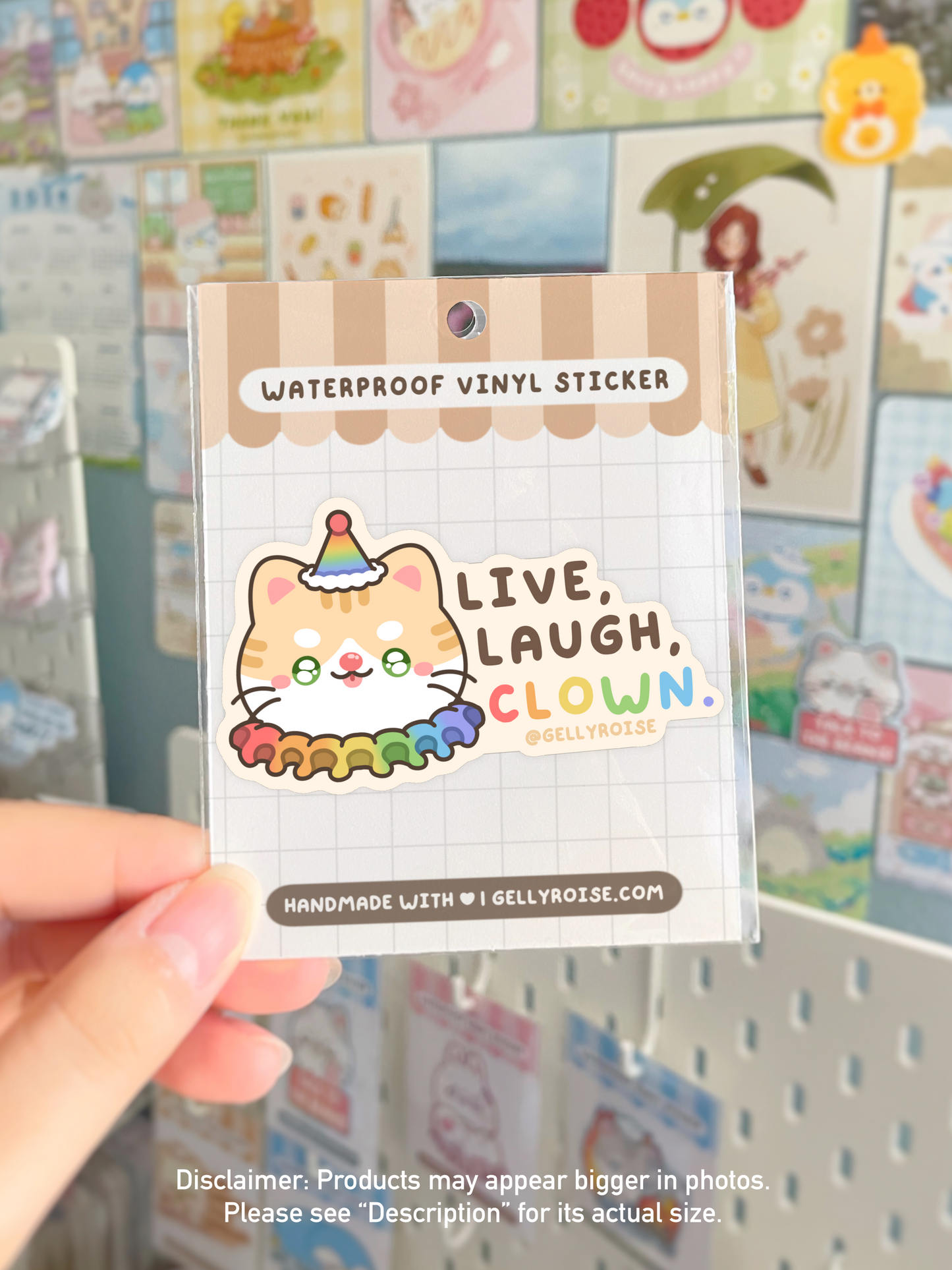 NEW Live Laugh Love Clown Cat Waterproof Sticker