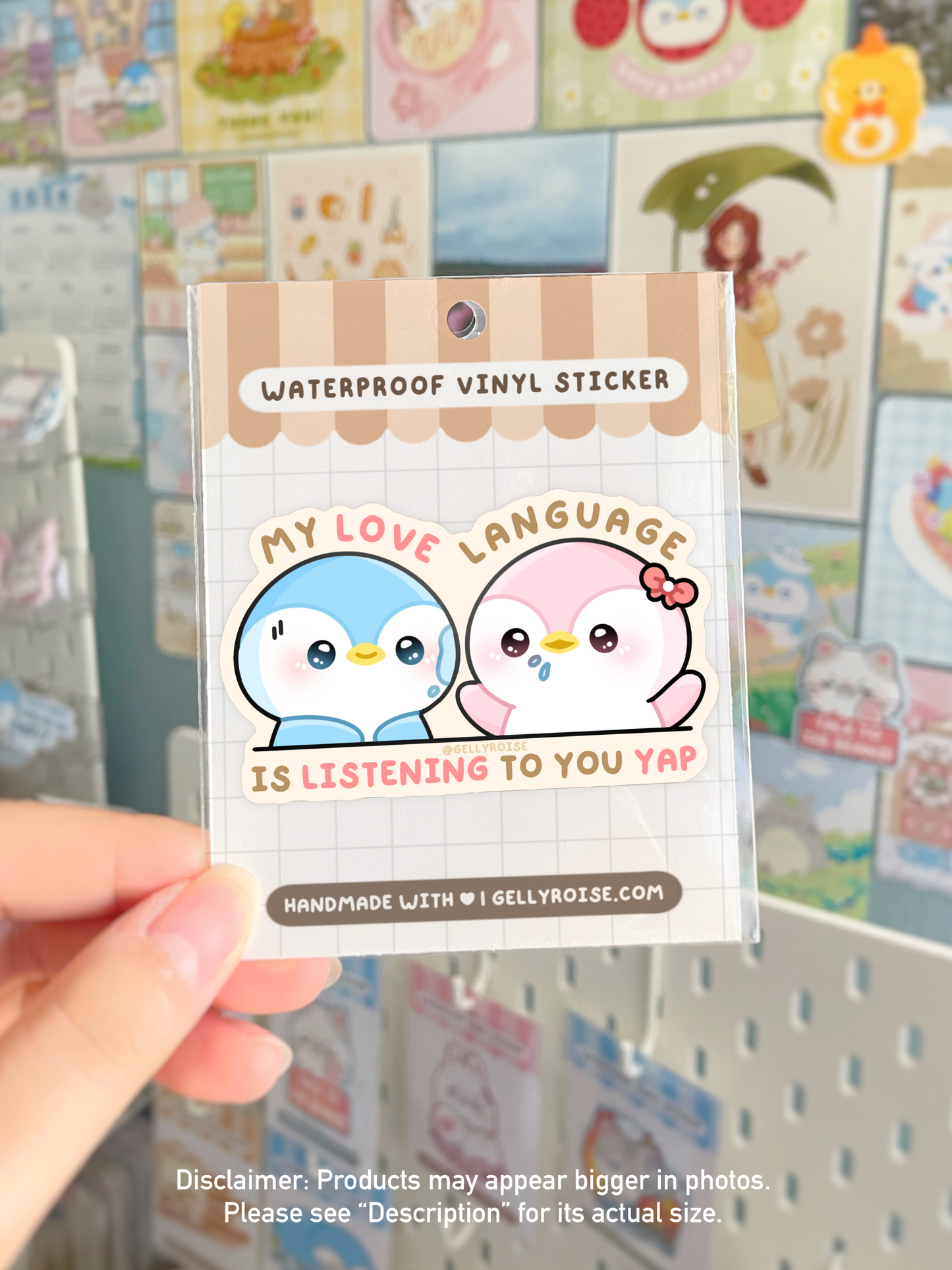 NEW "My Love Language is Listening to You Yap" Penguin Couple Waterproof Sticker