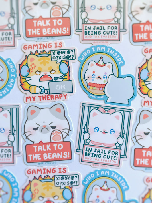 Silly Cat Waterproof Stickers