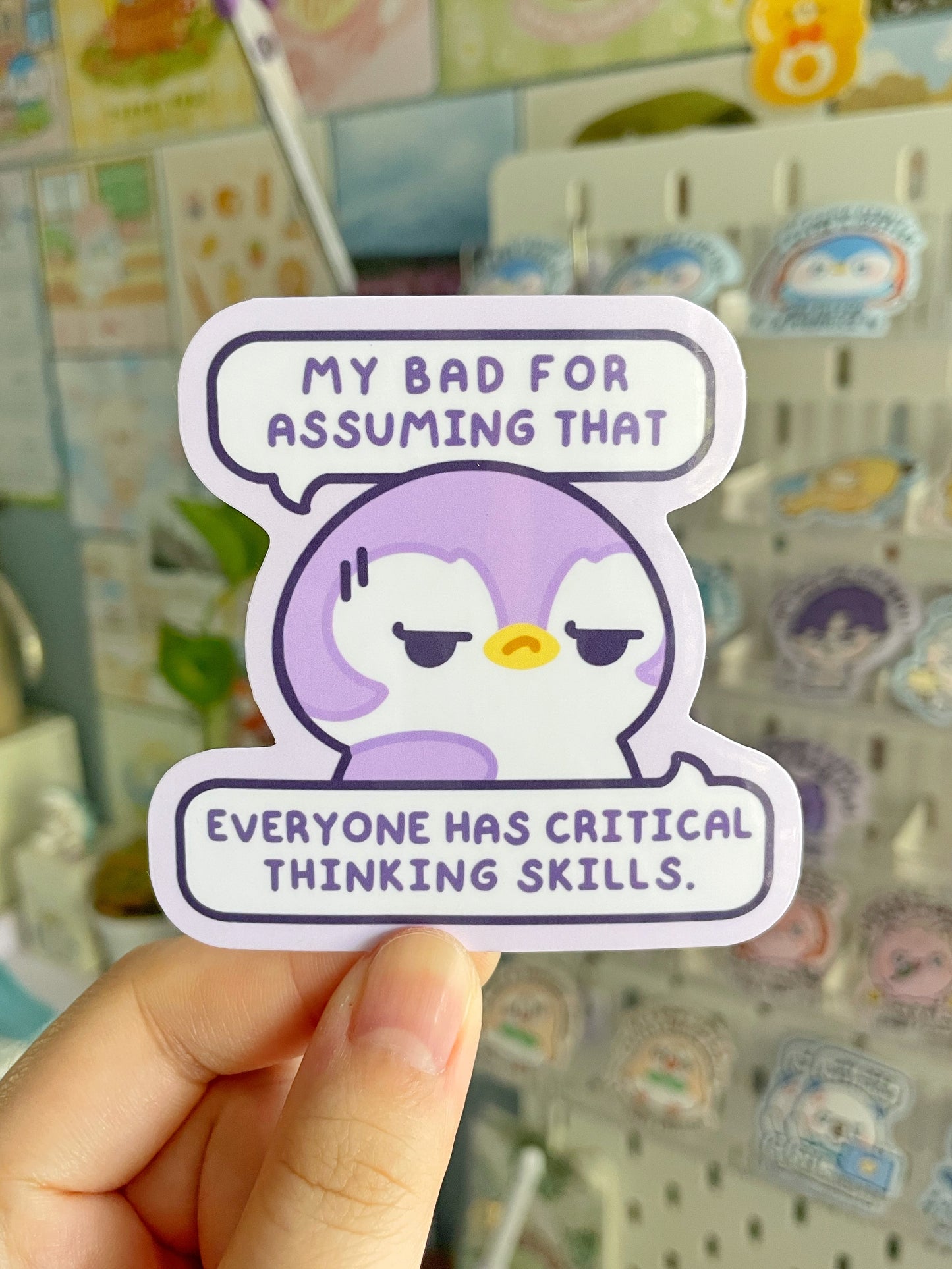 "My bad for assuming..." Penguin Waterproof Sticker