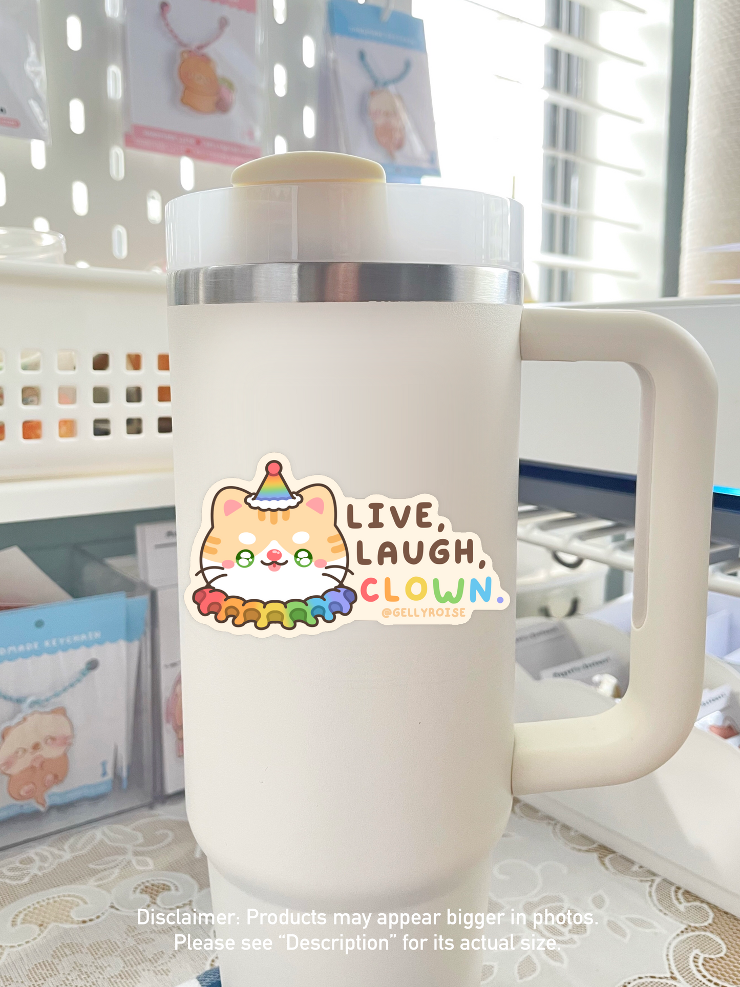 NEW Live Laugh Love Clown Cat Waterproof Sticker