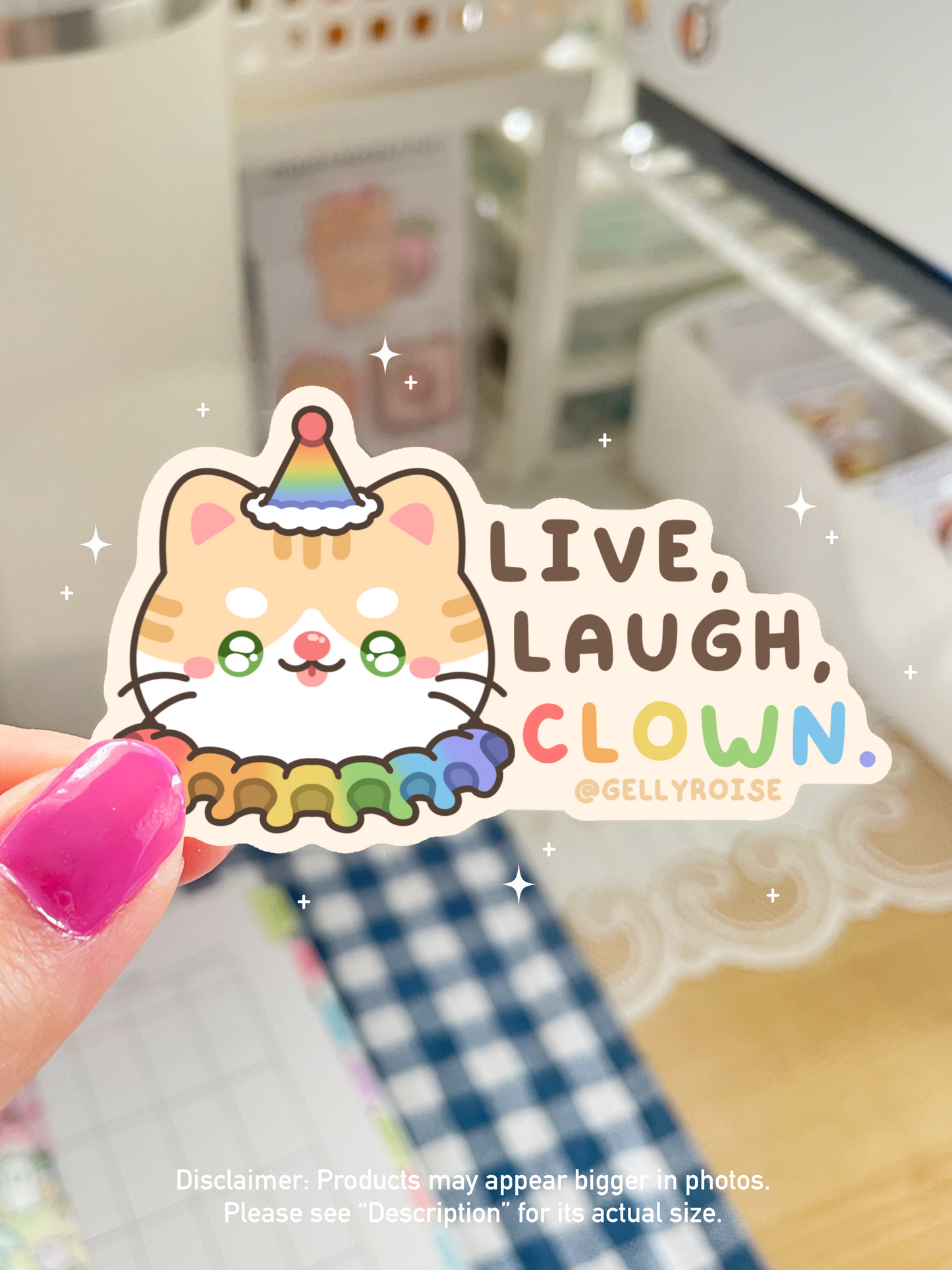 NEW Live Laugh Love Clown Cat Waterproof Sticker