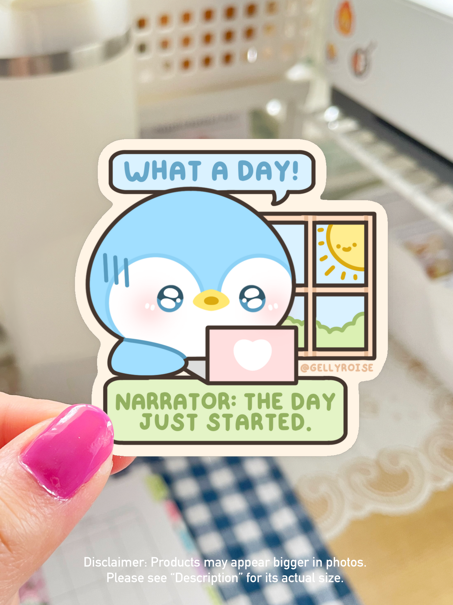 NEW What A Day Tired Penguin Waterproof Sticker