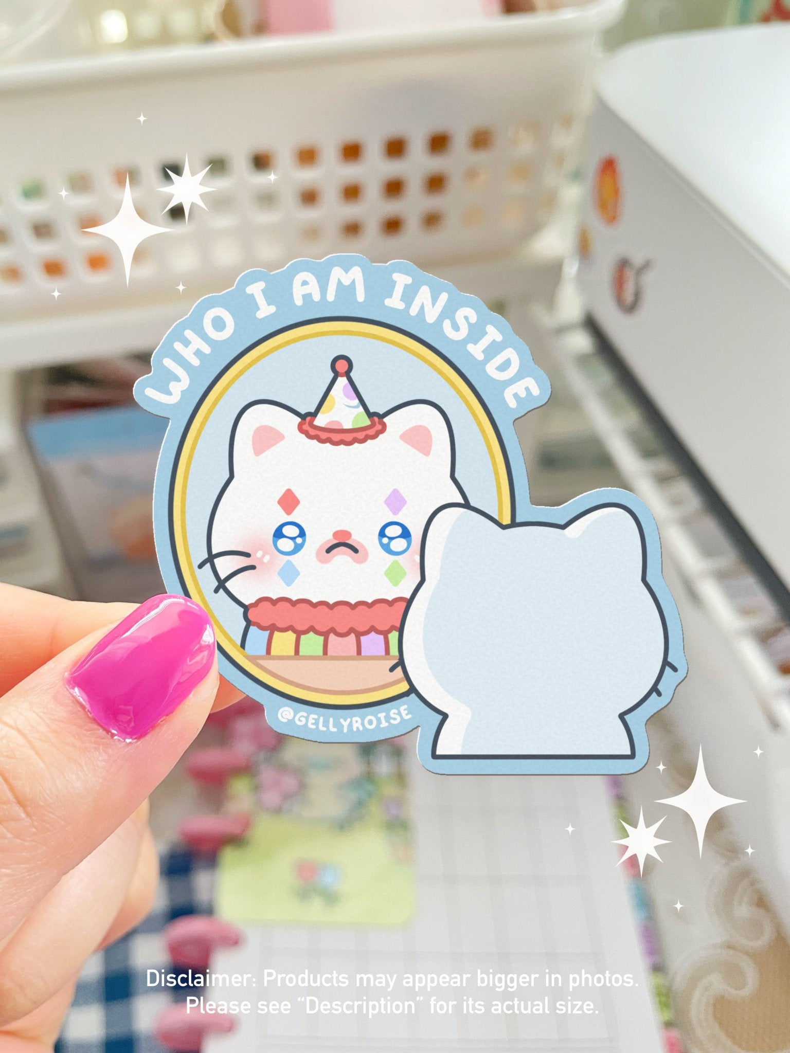 Clown Cat Waterproof Sticker - Gelly Roise