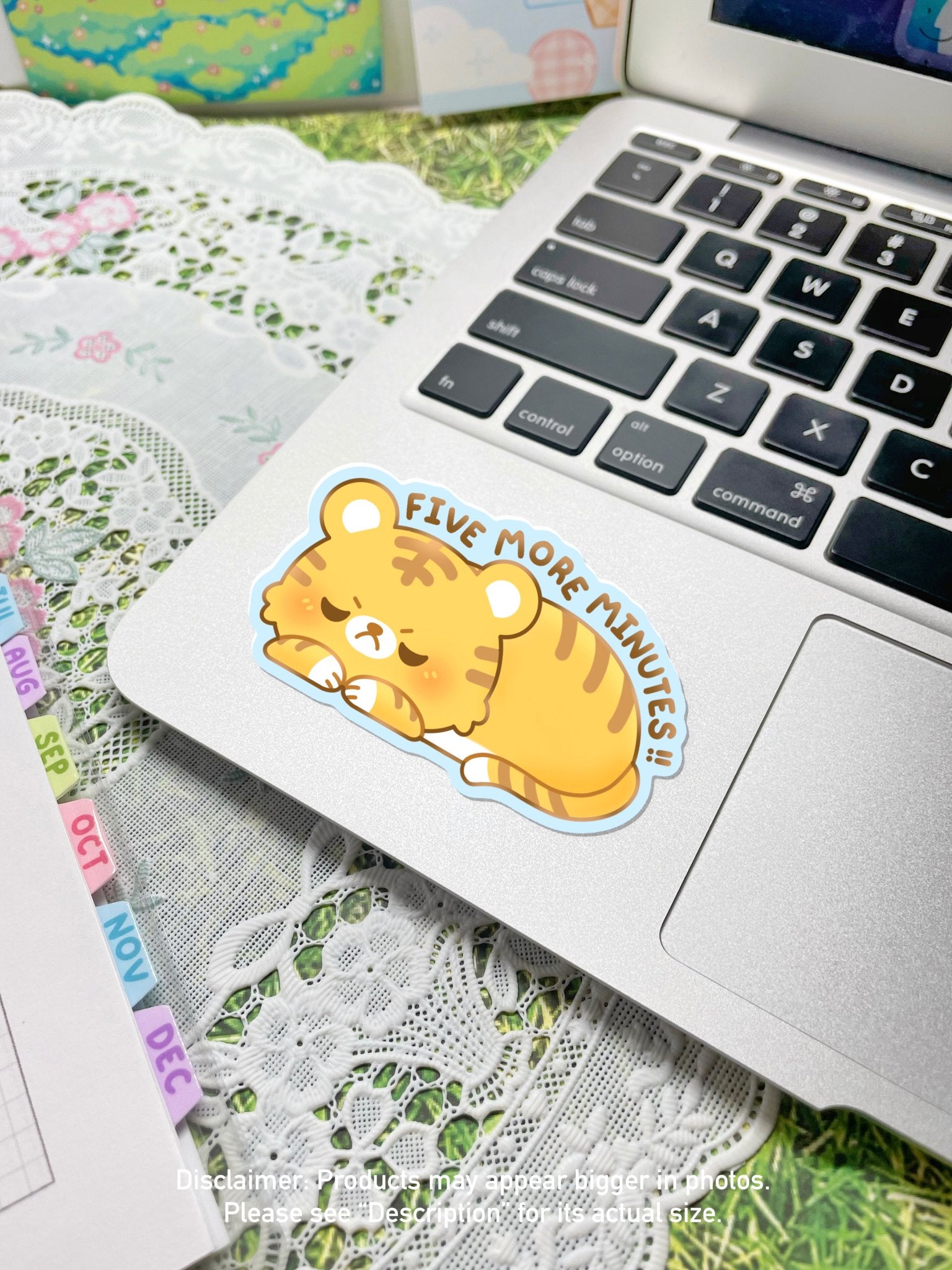 Five More Minutes! Sleepy Tiger Waterproof Sticker - Gelly Roise