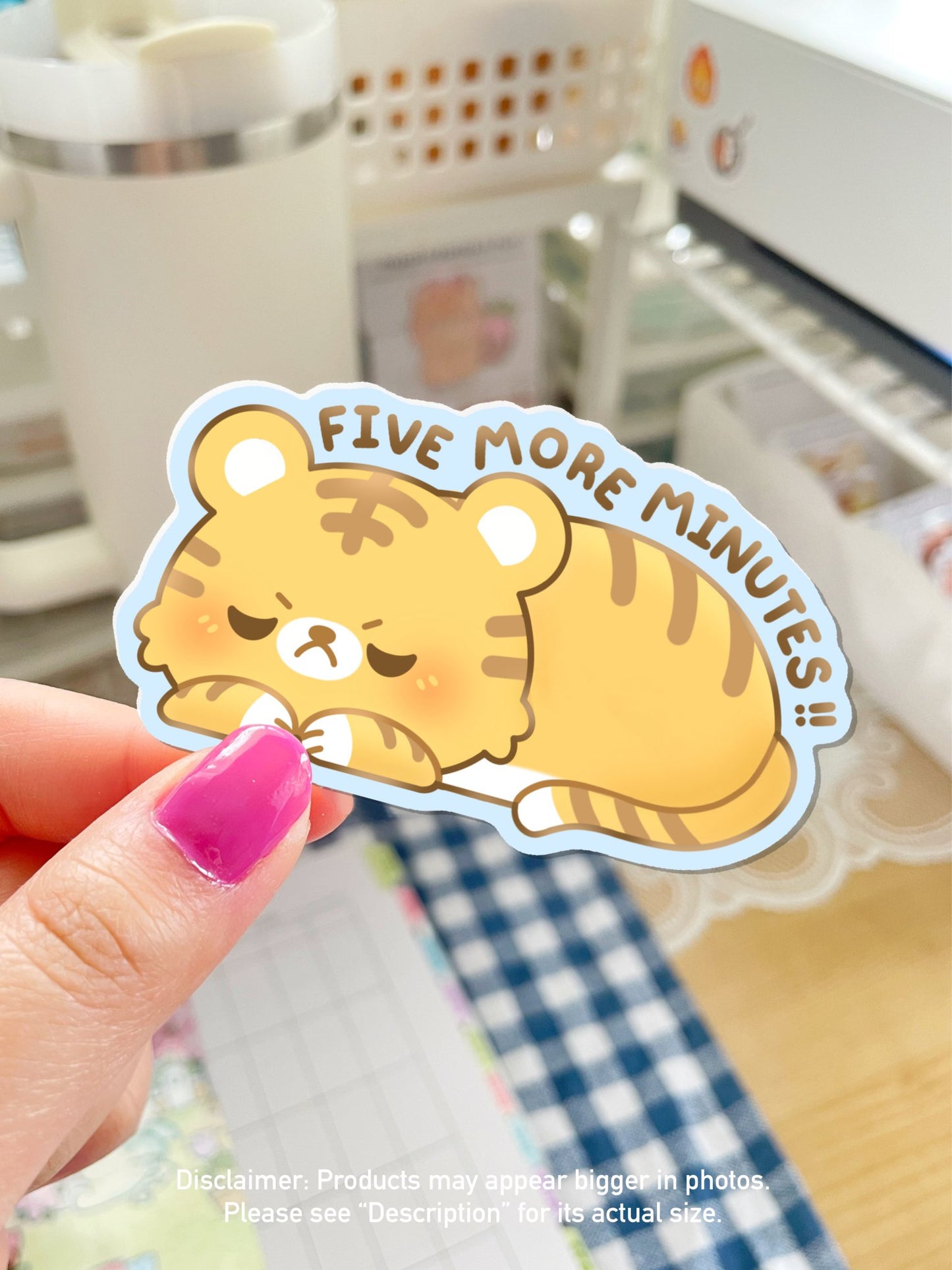 Five More Minutes! Sleepy Tiger Waterproof Sticker - Gelly Roise