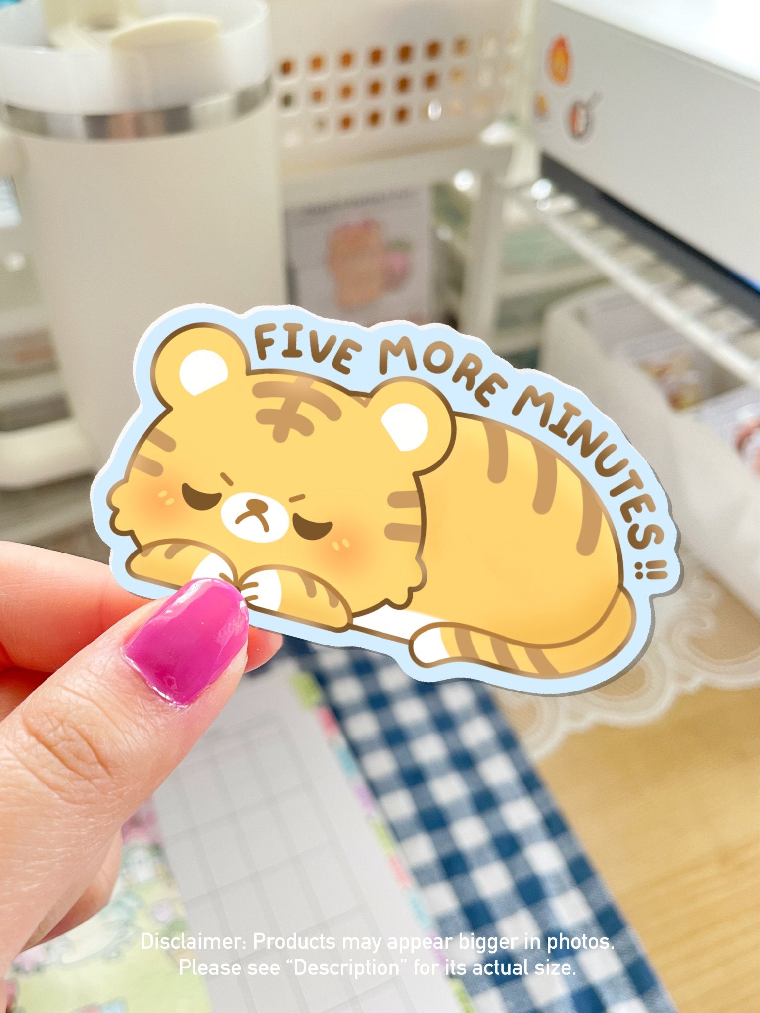 Five More Minutes! Sleepy Tiger Waterproof Sticker - Gelly Roise