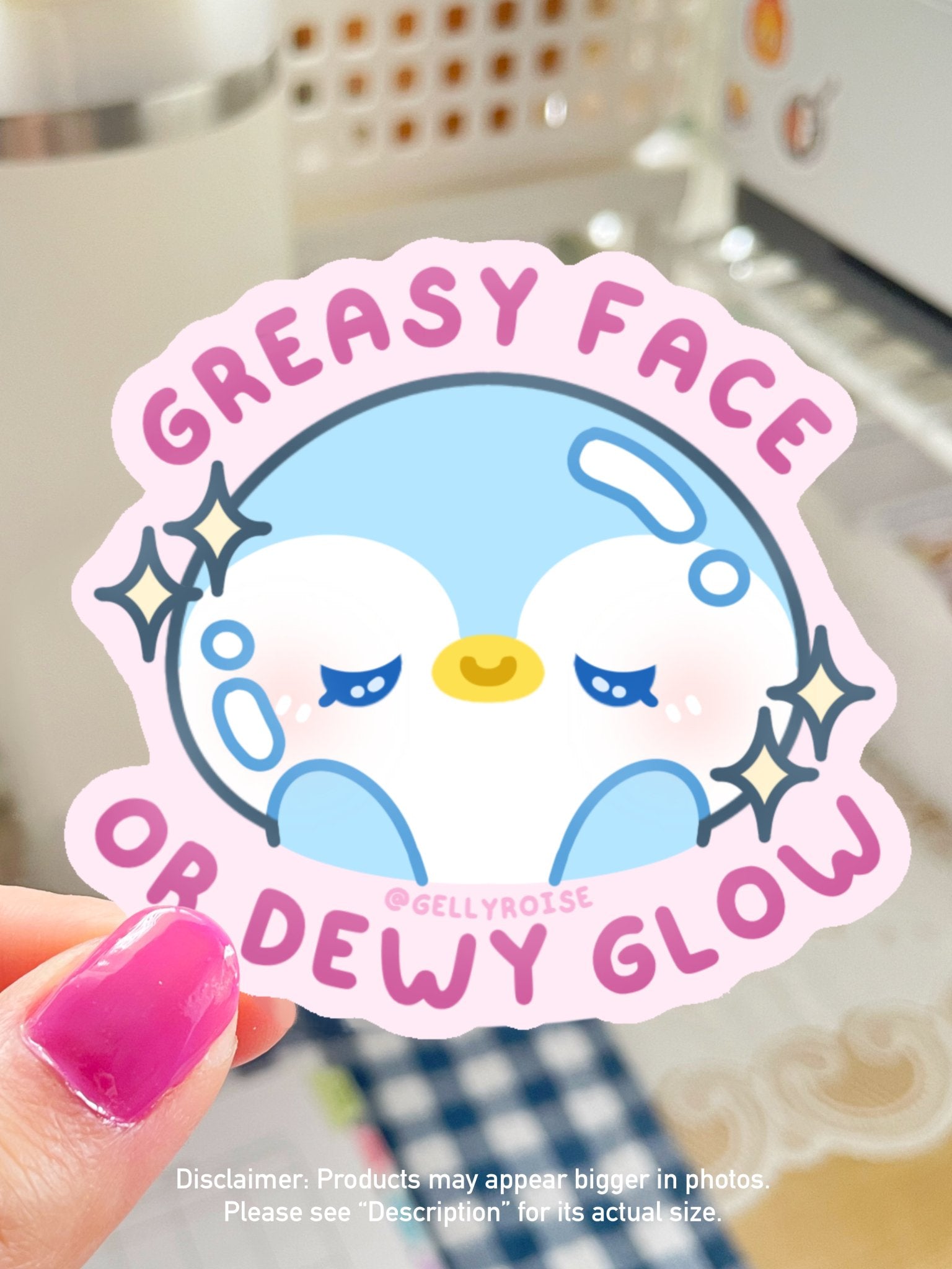 Greasy Face or Dewy Glow Waterproof Sticker - Gelly Roise