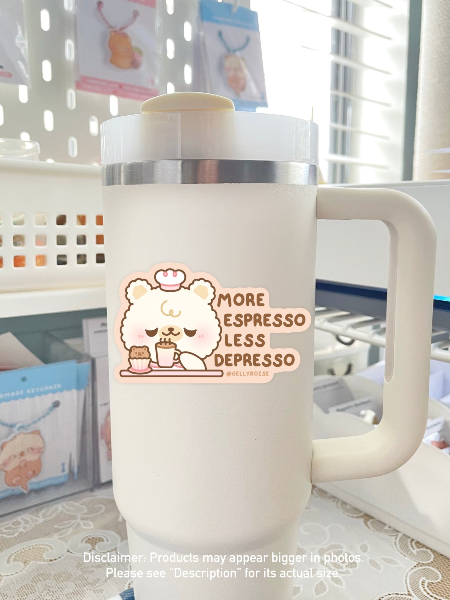 More Espresso Less Depresso Bear Waterproof Sticker - Gelly Roise