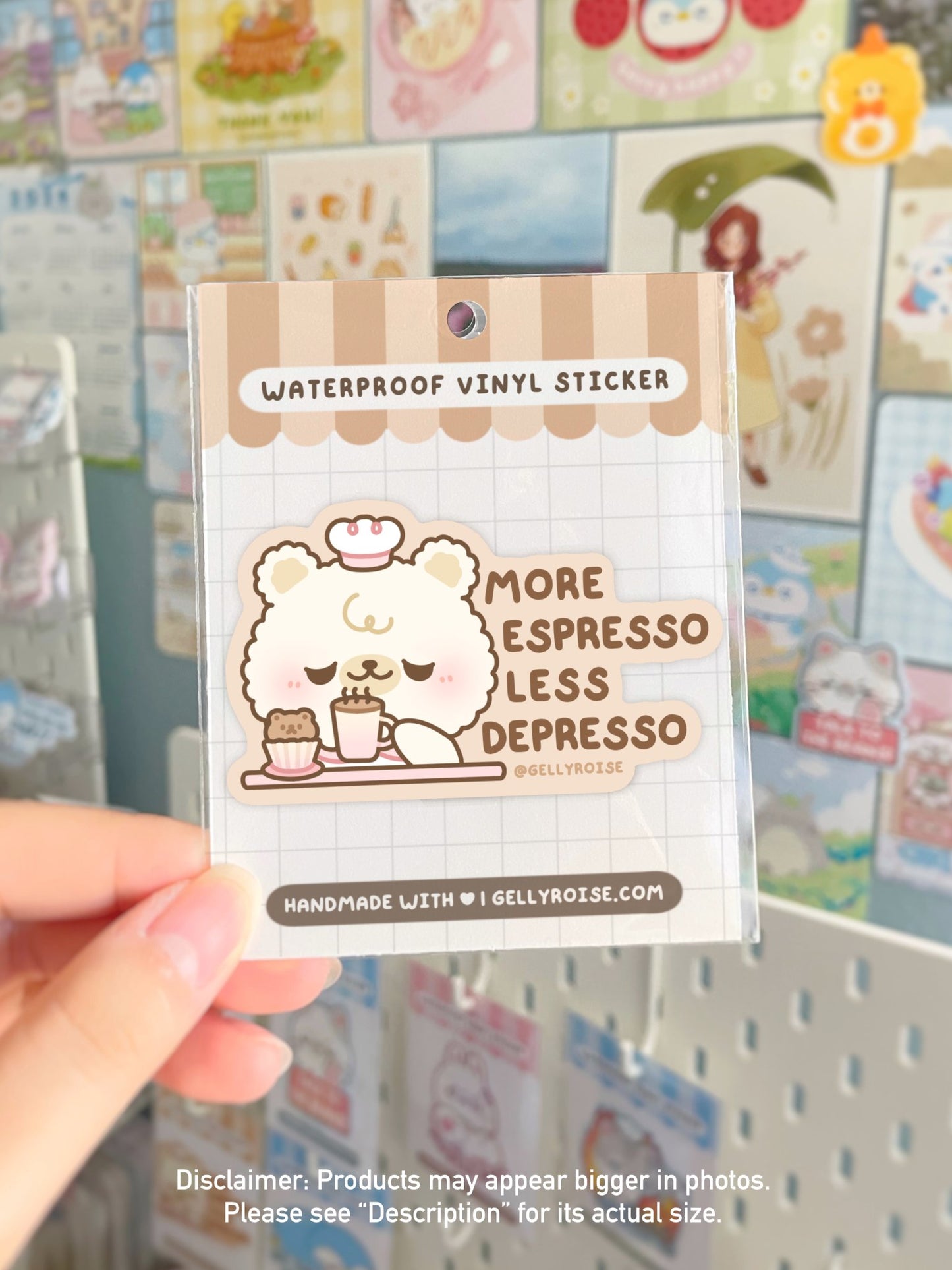 More Espresso Less Depresso Bear Waterproof Sticker - Gelly Roise