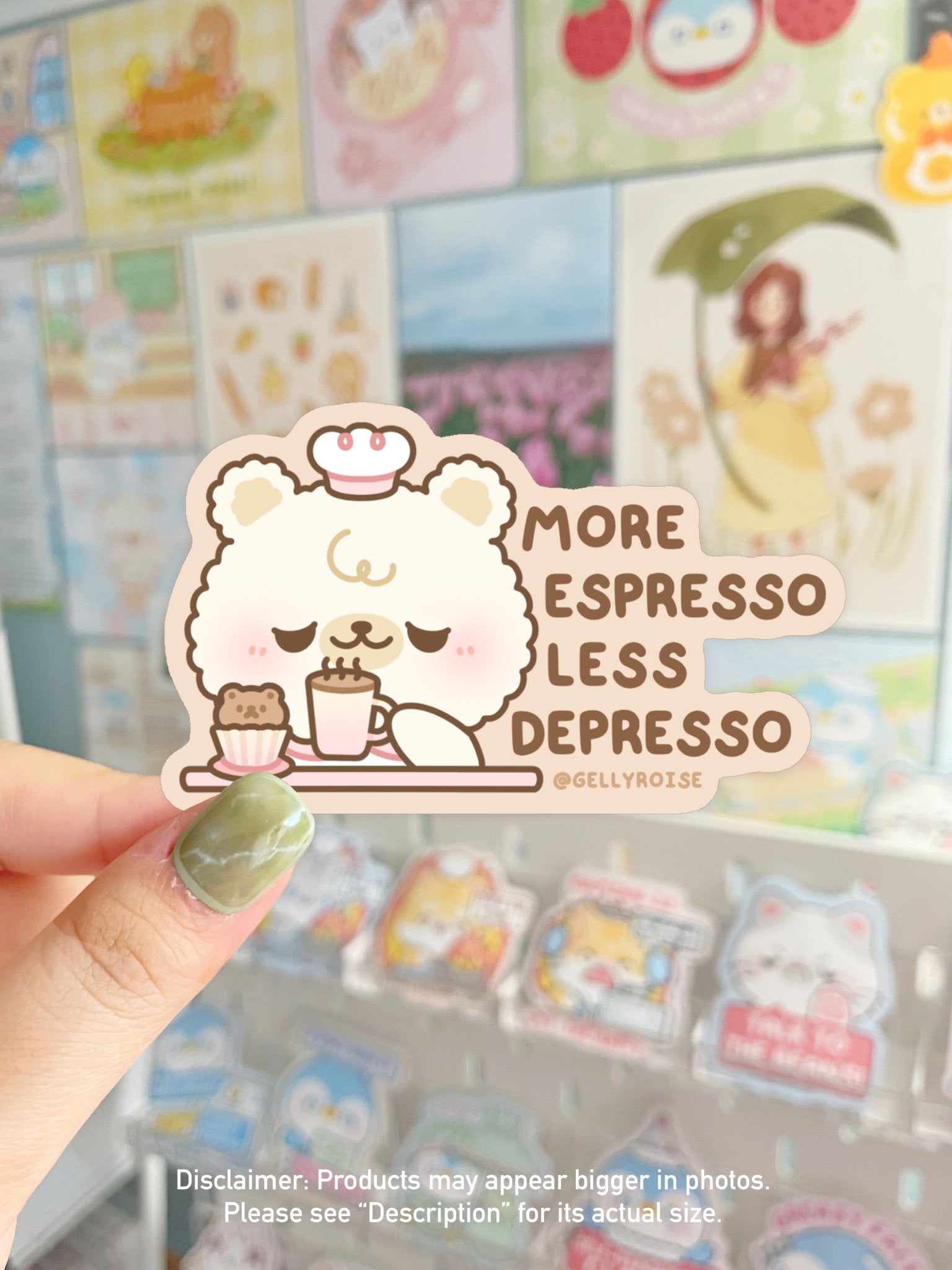 More Espresso Less Depresso Bear Waterproof Sticker - Gelly Roise