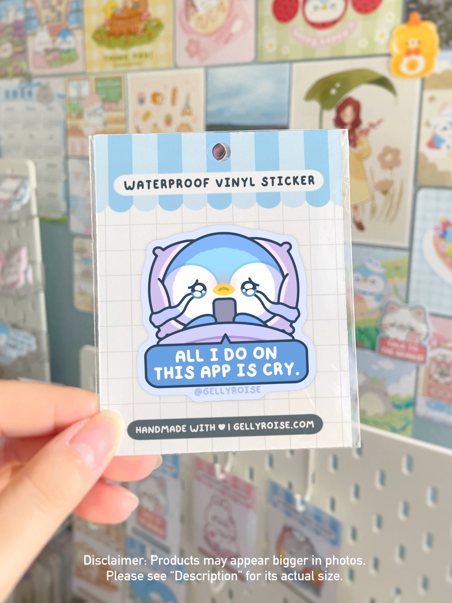 NEW "All I Do Is Cry On This App" Penguin Waterproof Sticker - Gelly Roise