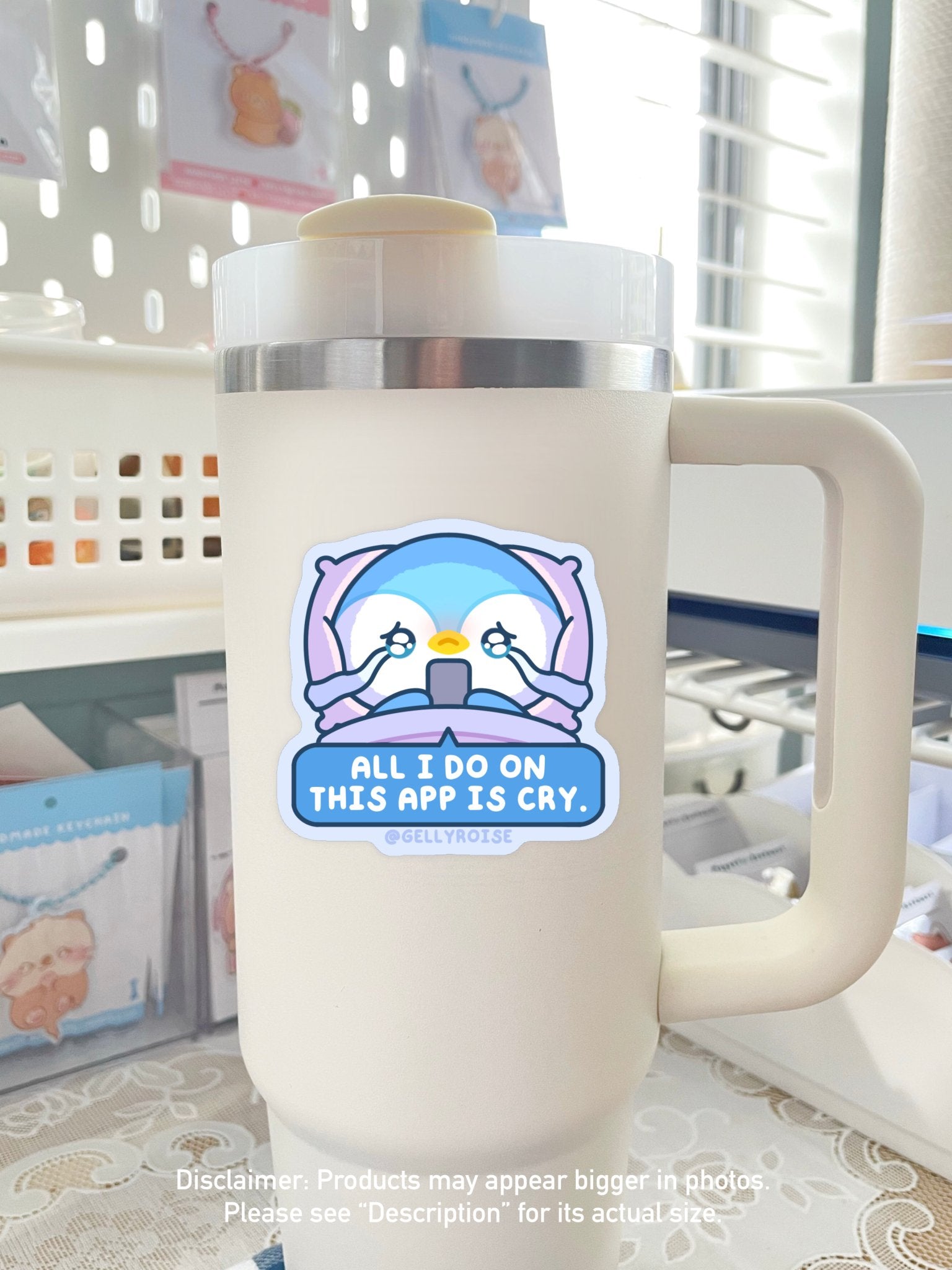 NEW "All I Do Is Cry On This App" Penguin Waterproof Sticker - Gelly Roise