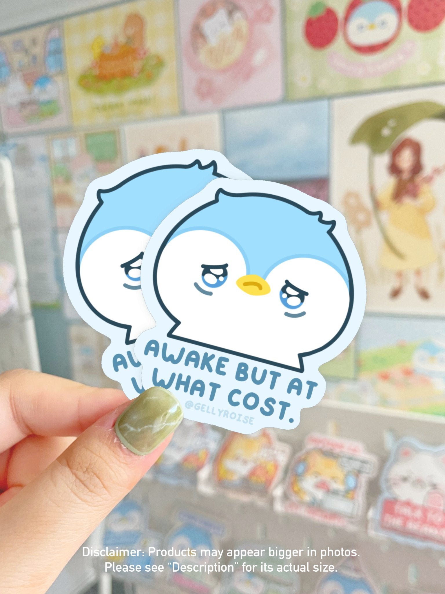 NEW Awake But At What Cost Penguin Waterproof Sticker - Gelly Roise