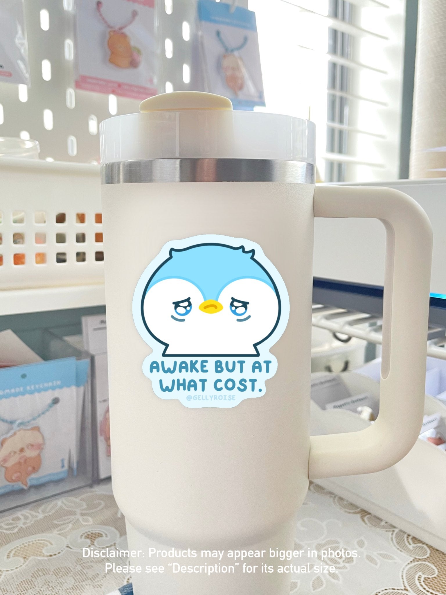 NEW Awake But At What Cost Penguin Waterproof Sticker - Gelly Roise