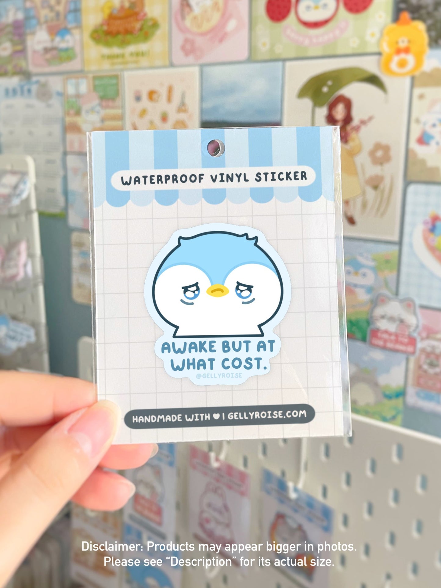 NEW Awake But At What Cost Penguin Waterproof Sticker - Gelly Roise