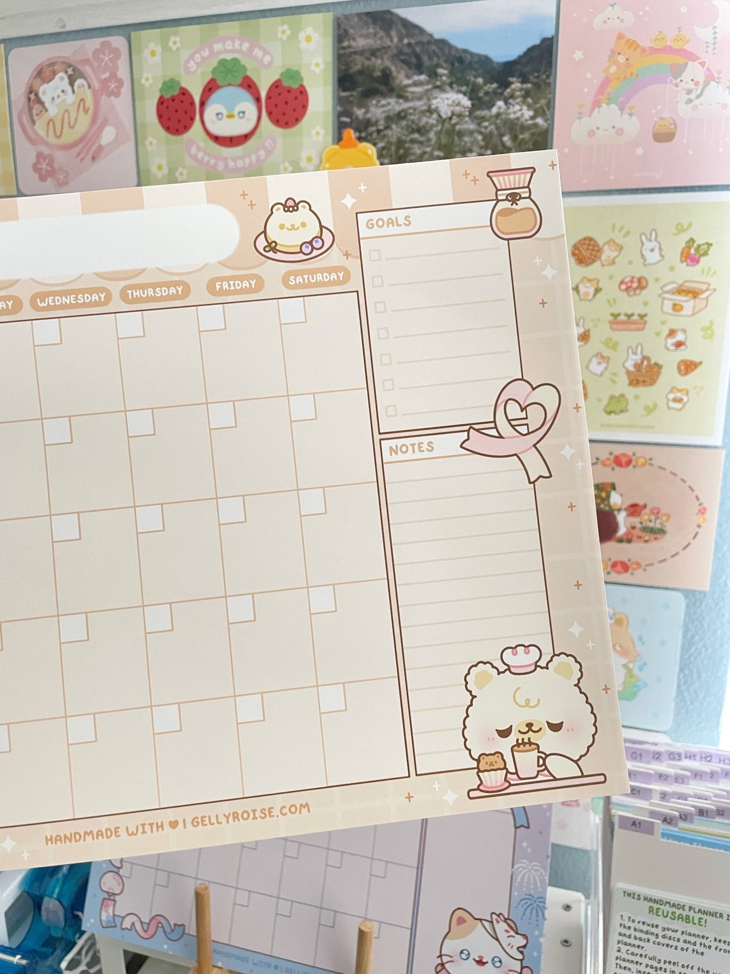 NEW Bear Cafe Handmade Monthly Desk Calendar - Gelly Roise