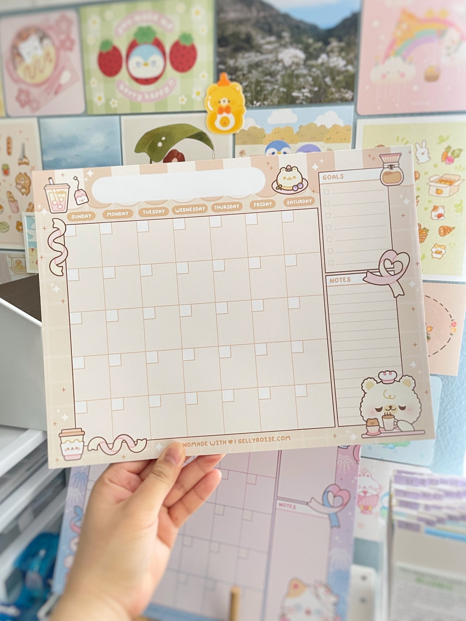 NEW Bear Cafe Handmade Monthly Desk Calendar - Gelly Roise