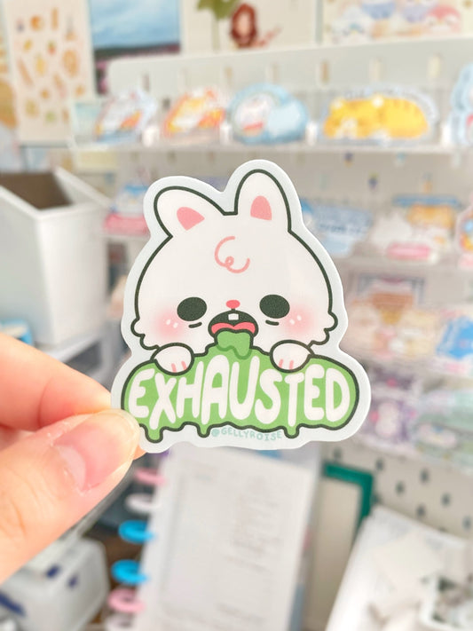 NEW Exhausted Bunny Waterproof Sticker - Gelly Roise