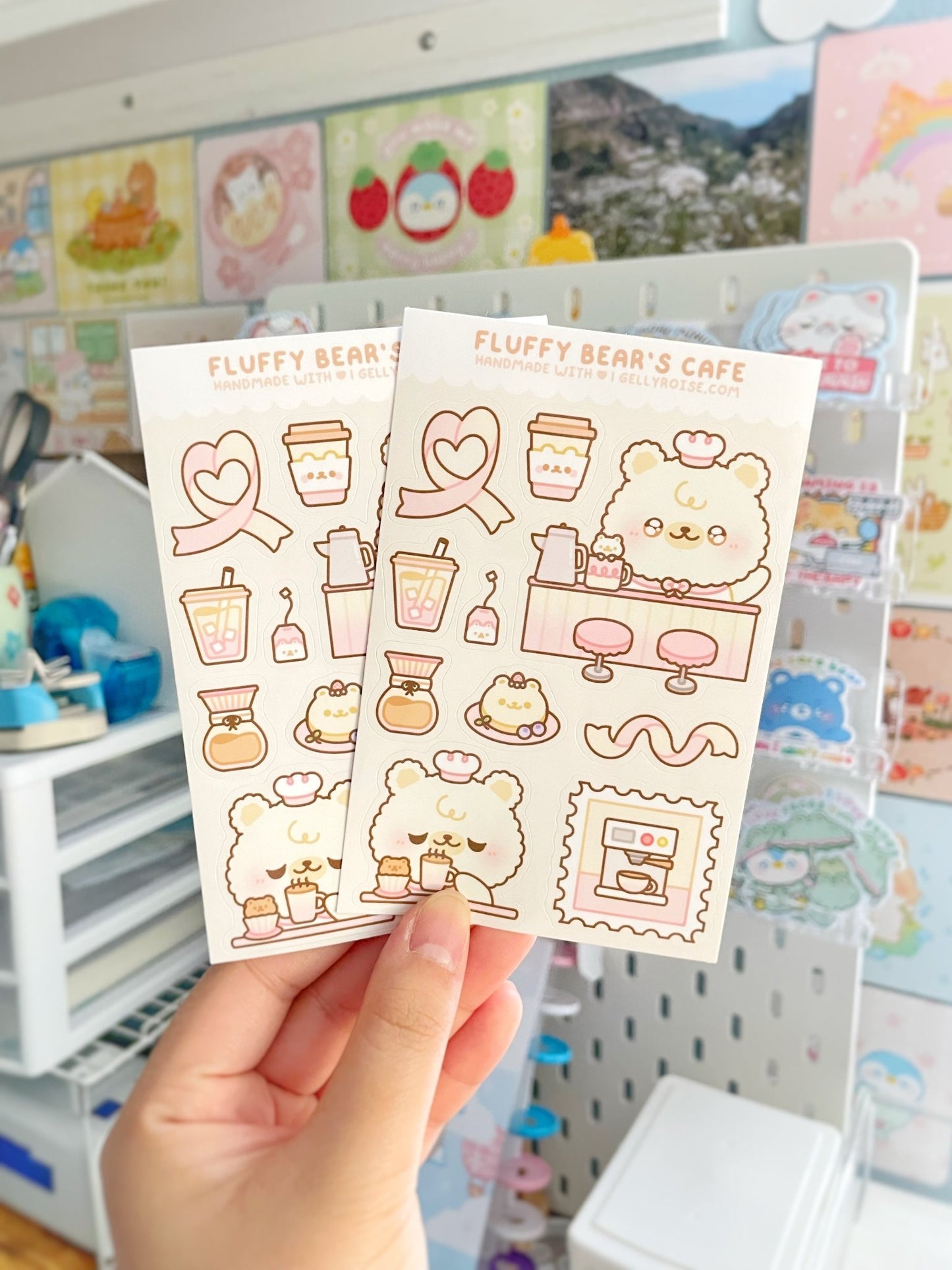 NEW Fluffy Bear's Cafe Sticker Sheet - Gelly Roise