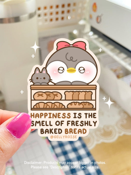 NEW "Happiness is the Smell of Freshly Baked Bread" Waterproof Sticker - Gelly Roise