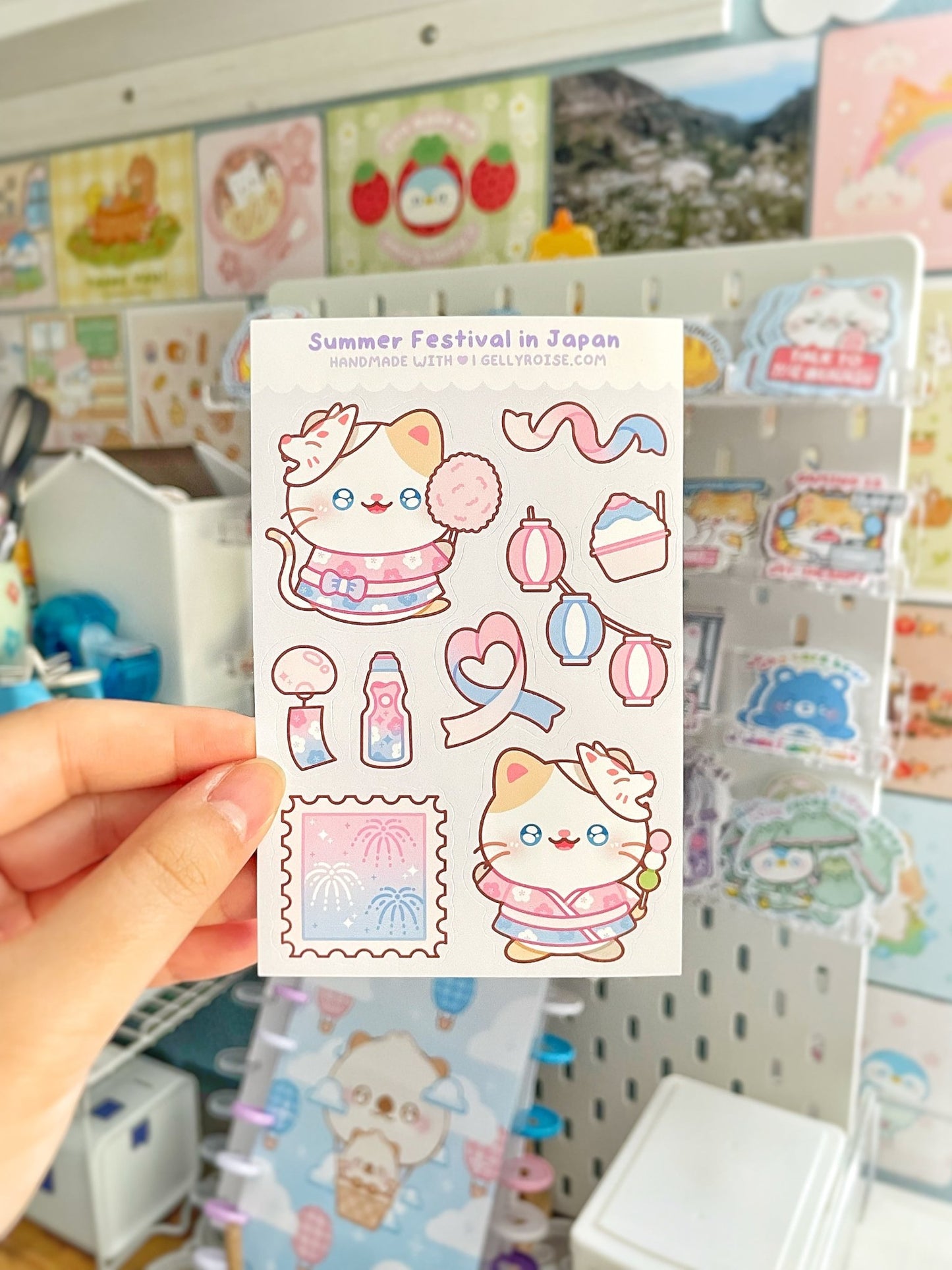 NEW Japan Summer Kitty Sticker Sheet - Gelly Roise