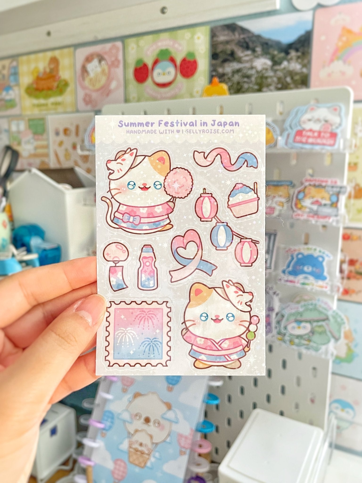 NEW Japan Summer Kitty Sticker Sheet - Gelly Roise