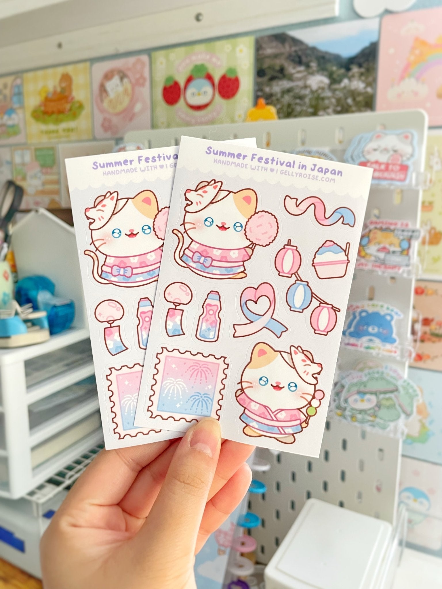 NEW Japan Summer Kitty Sticker Sheet - Gelly Roise