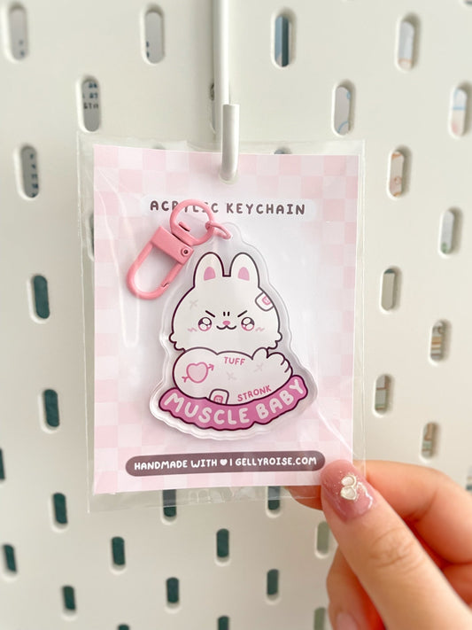 NEW Muscle Baby Bunny Keychain - Gelly Roise