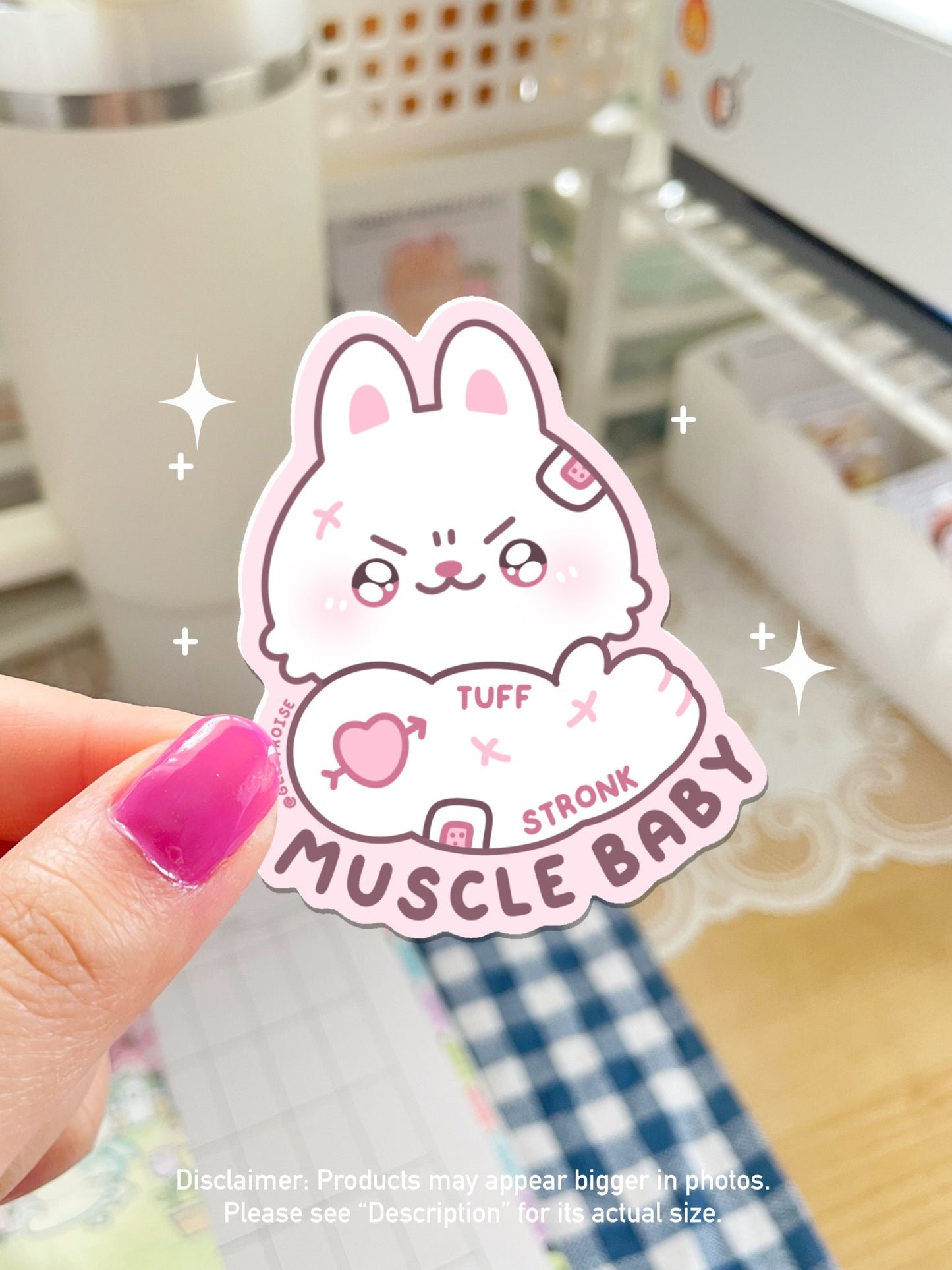 NEW Muscle Baby Bunny Waterproof Sticker - Gelly Roise