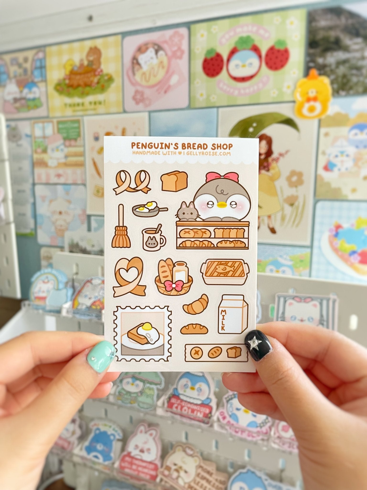 NEW Penguin's Bread Shop Sticker Sheet - Gelly Roise