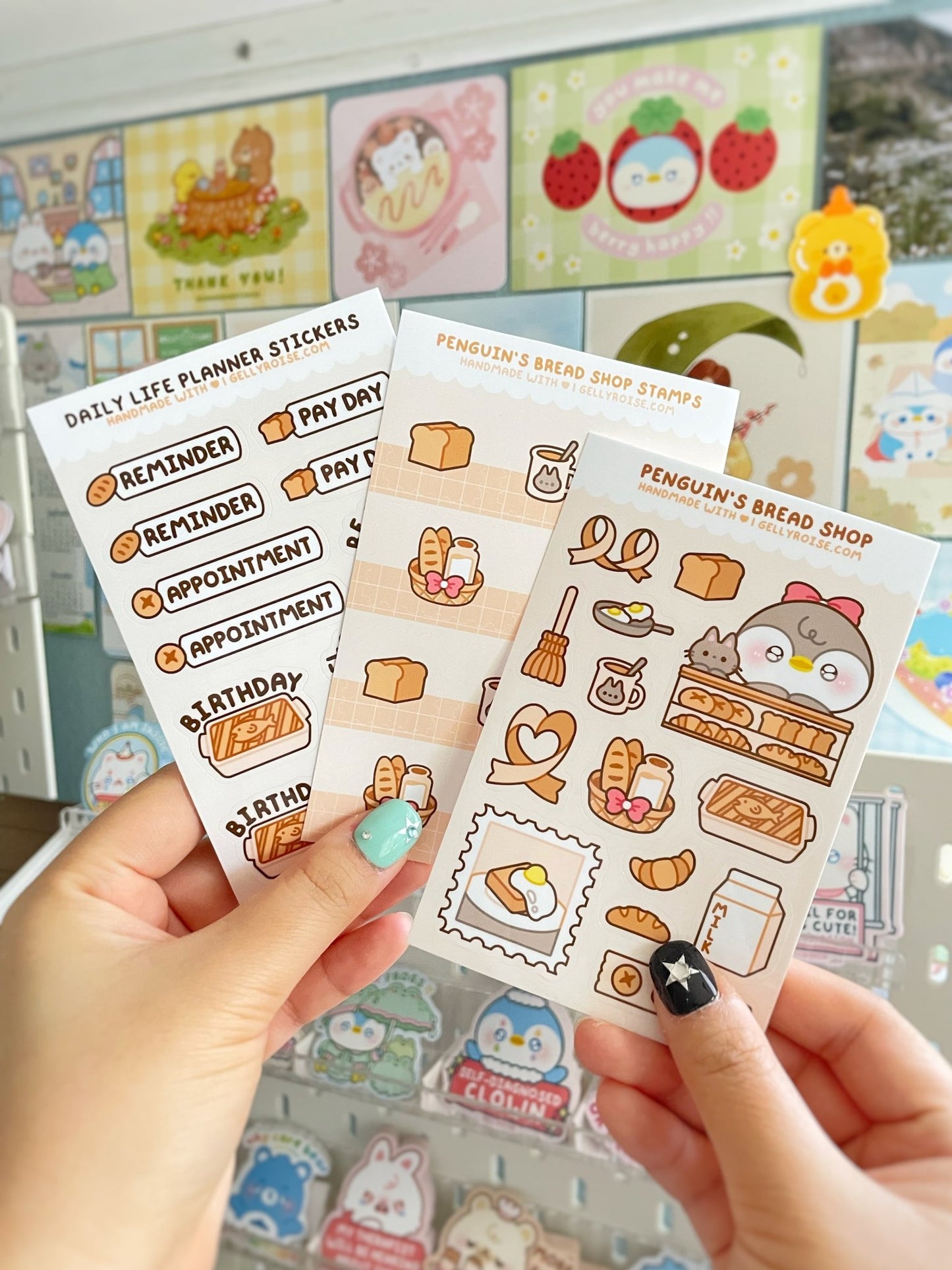 NEW Penguin's Bread Shop Sticker Sheet - Gelly Roise