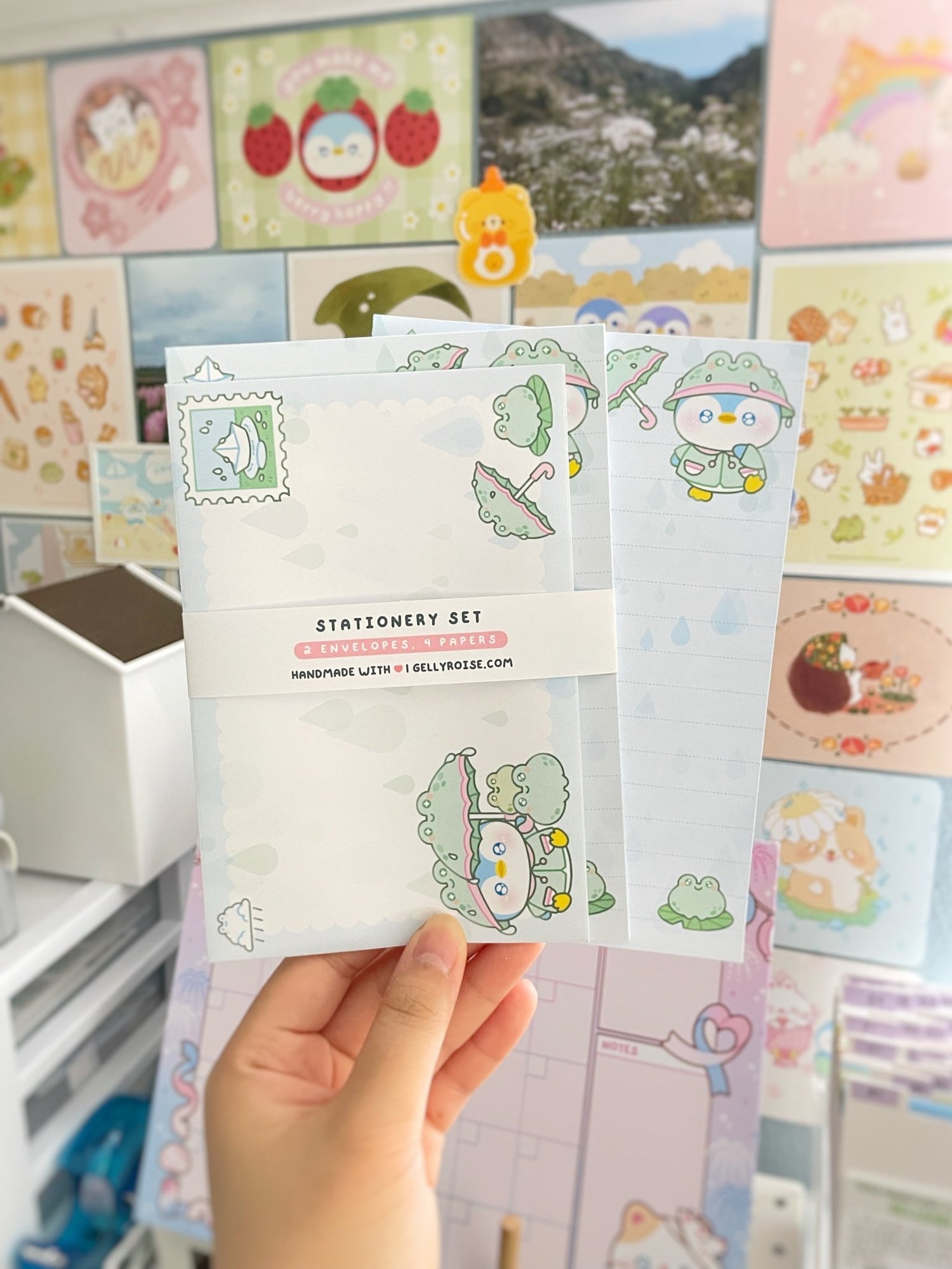 NEW Rainy Day Penguin Stationery Set - Gelly Roise