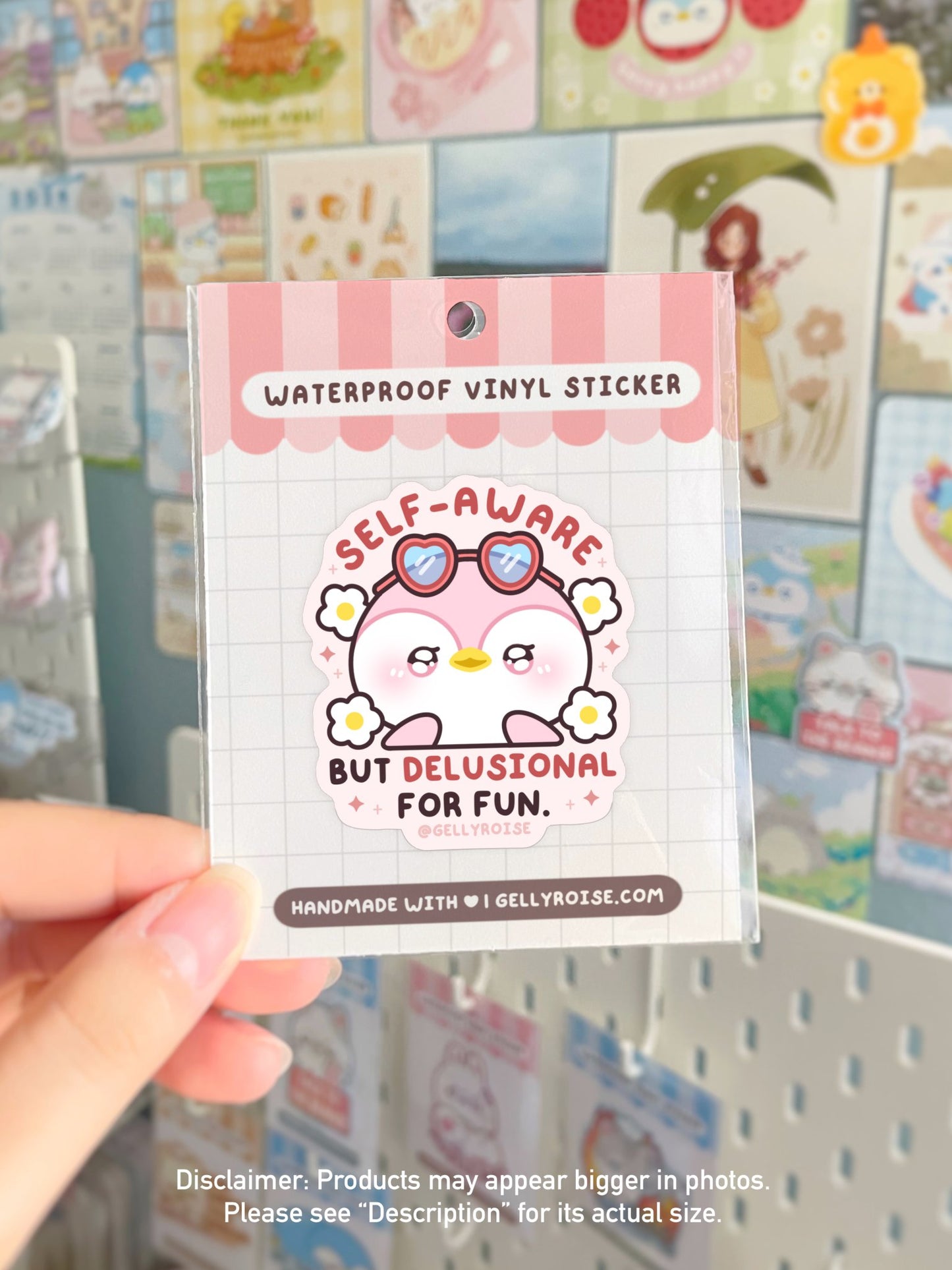 NEW Self - aware but Delusional for Fun Waterproof Sticker - Gelly Roise