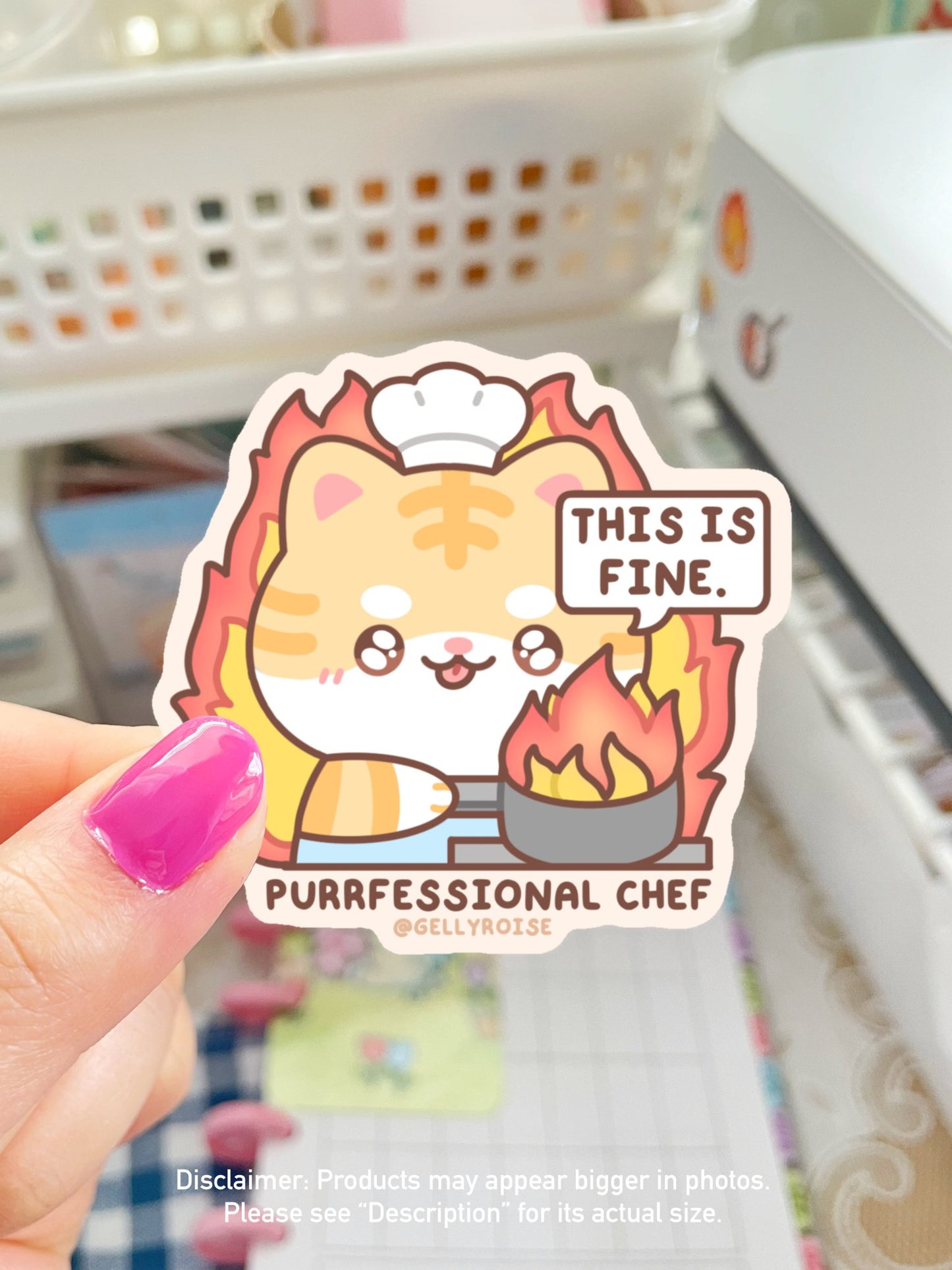 NEW This is Fine Purrfessional Chef Kitty Waterproof Sticker - Gelly Roise